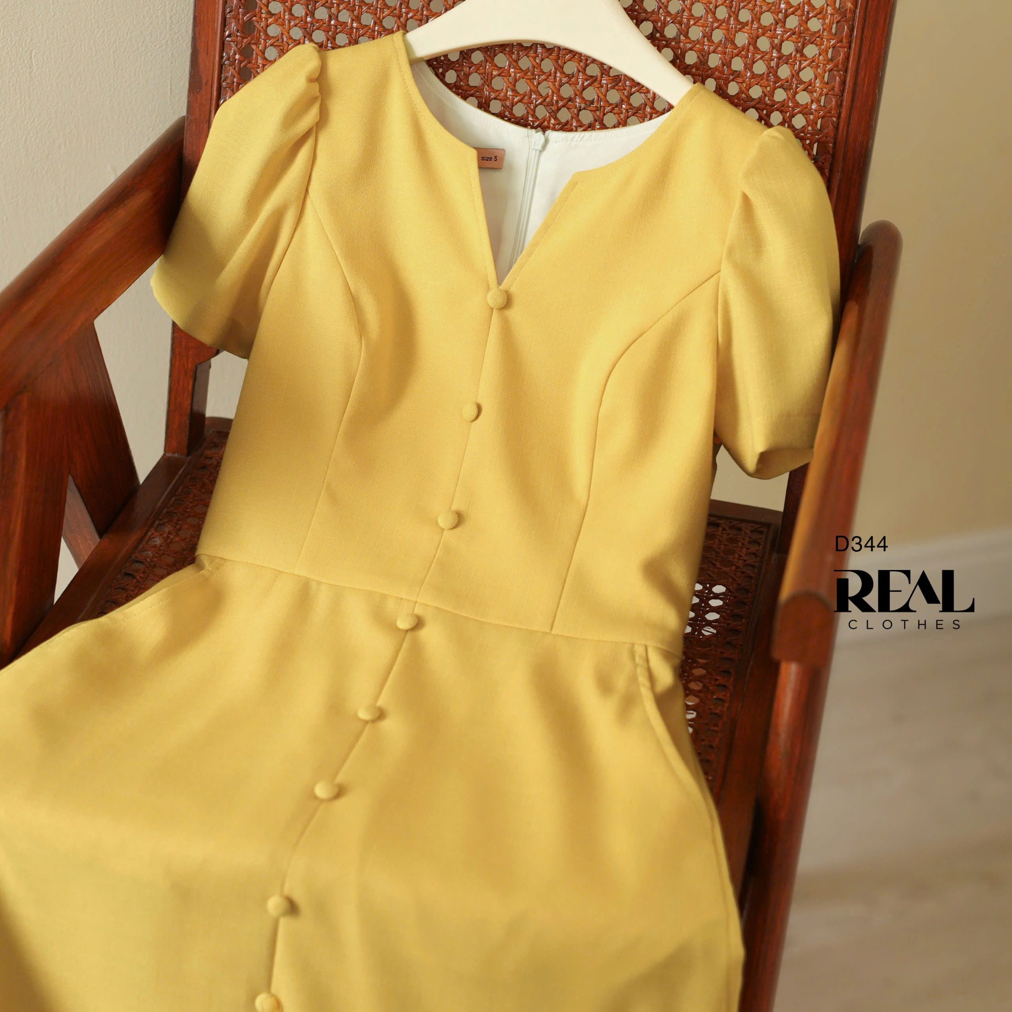 Đầm london linen vàng