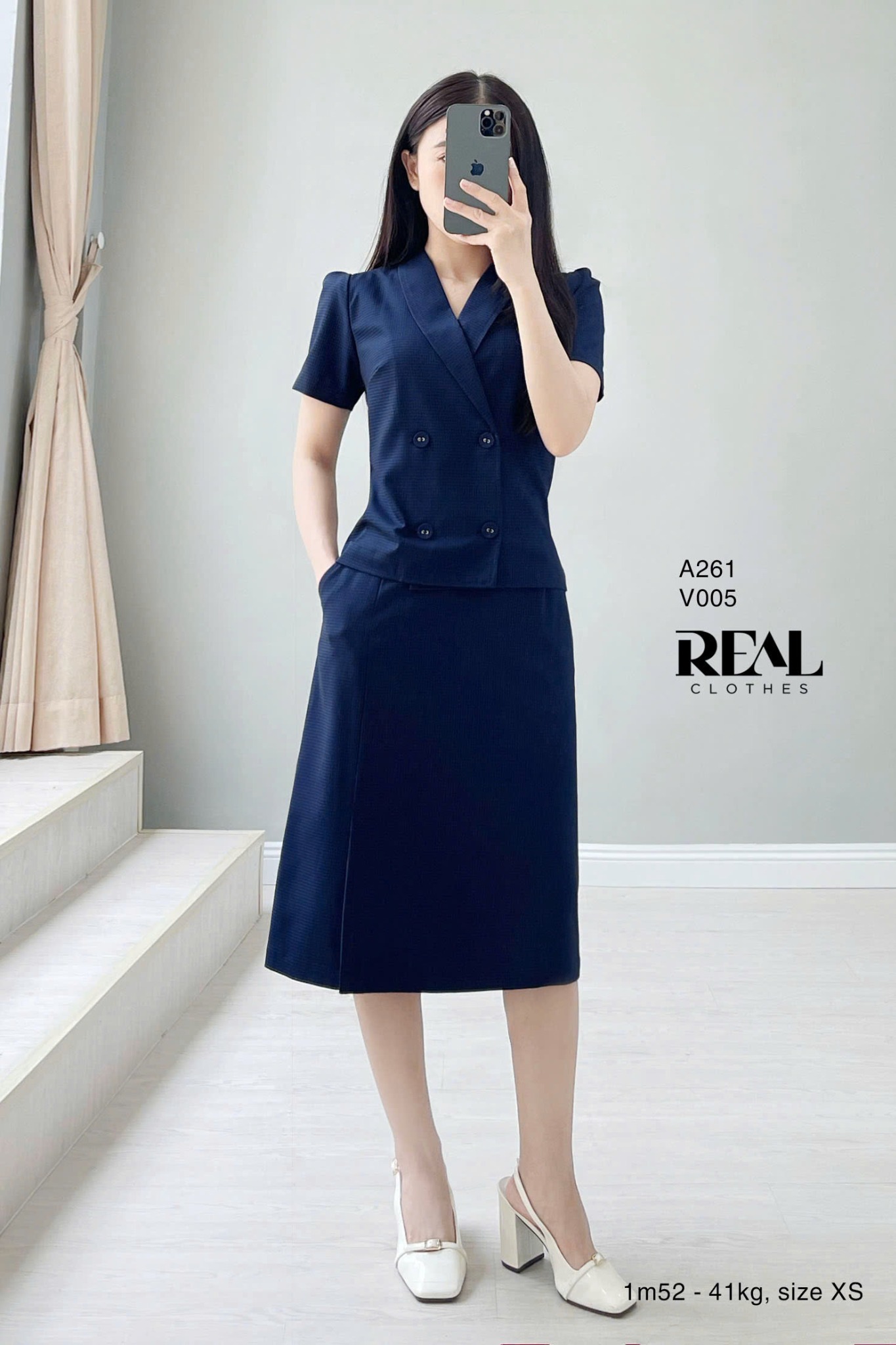 Váy Japan cách điệu ô vuông xanh SALE - size XS