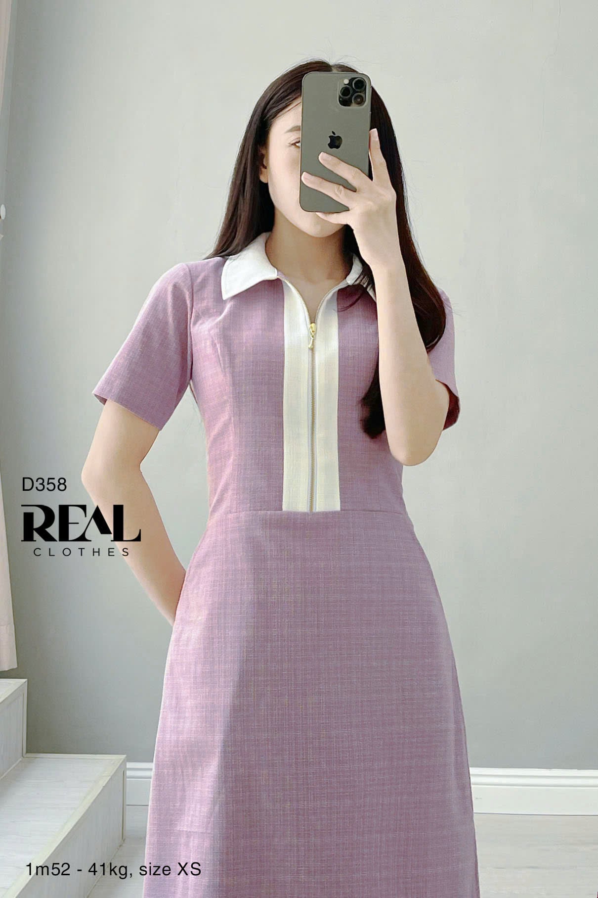 Đầm Zipper caro tím SALE