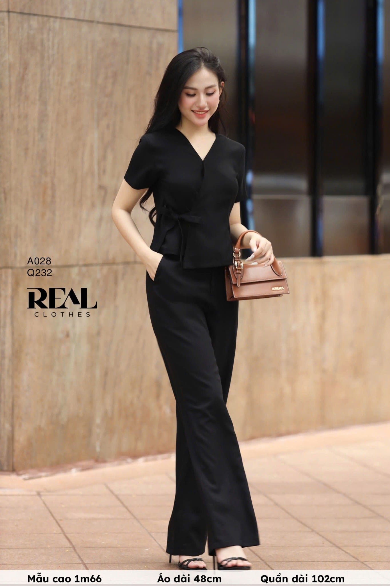 Áo chéo linen đen