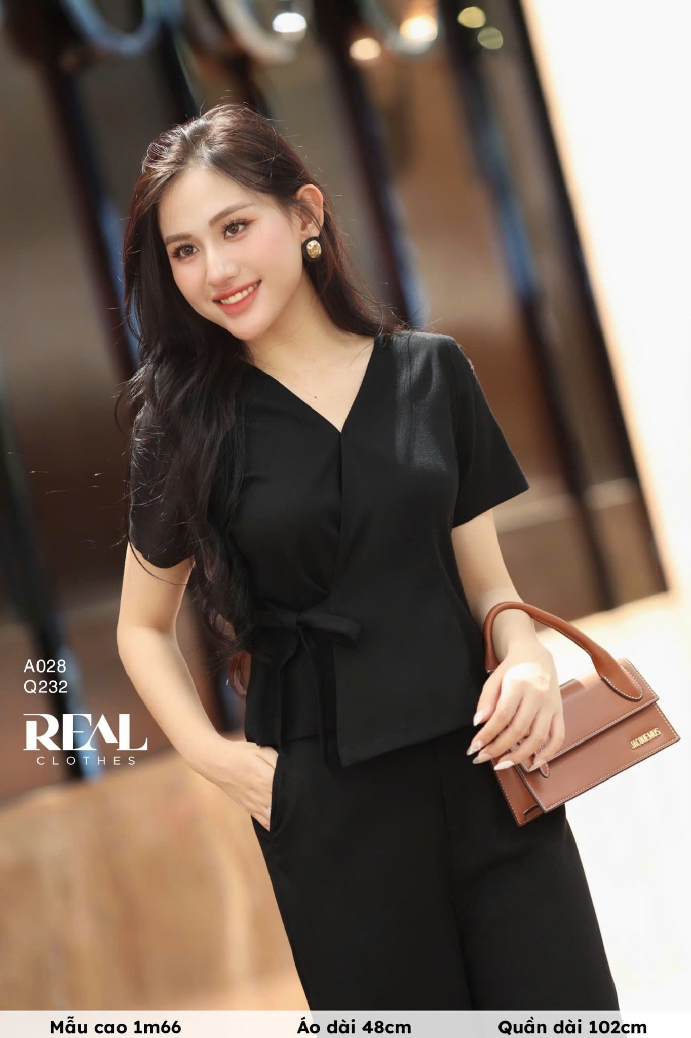 Quần suông linen đen