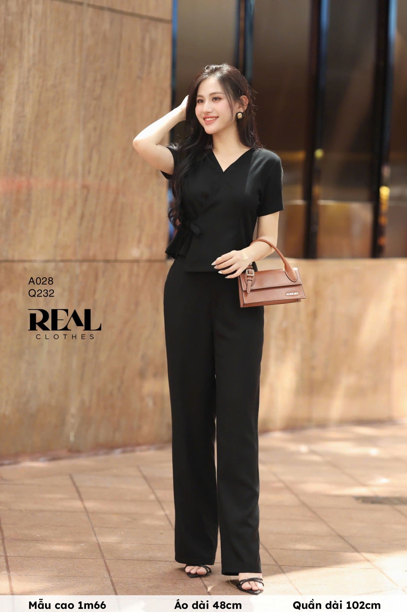 Quần suông linen đen