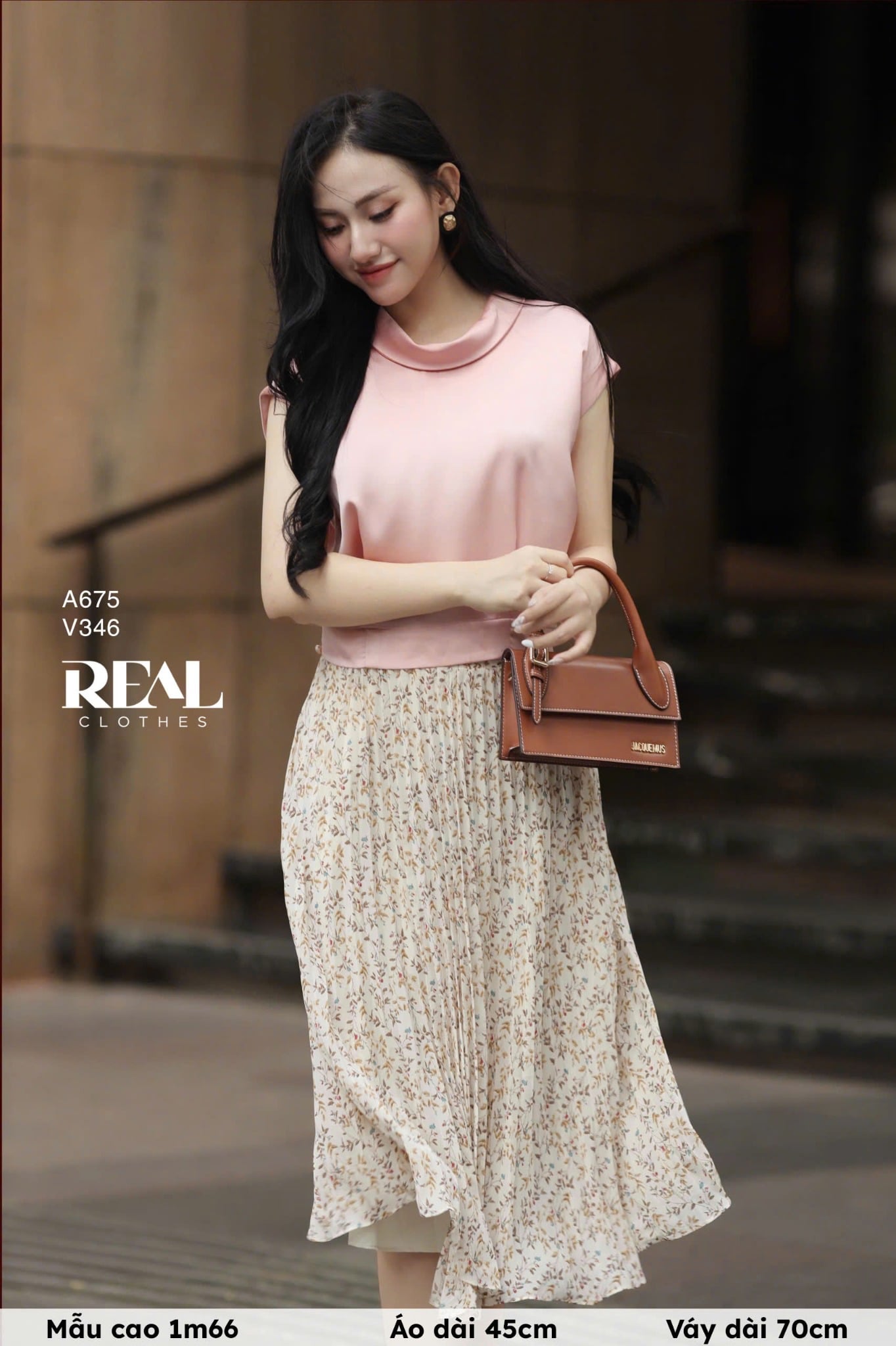 Váy rẻ quạt hoa kem FINAL SALE - size S