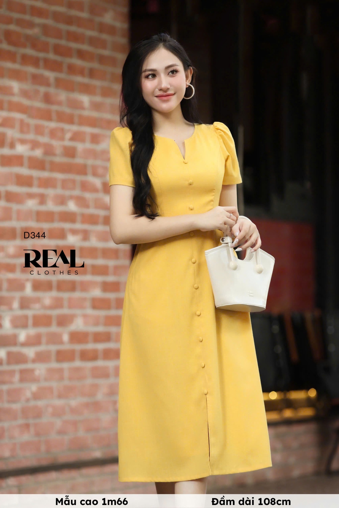 Đầm london linen vàng