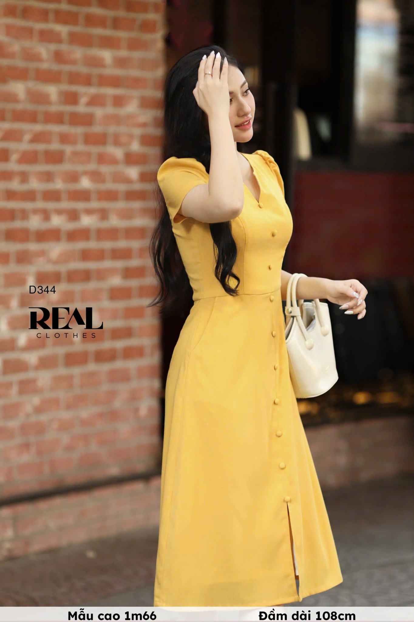 Đầm london linen vàng