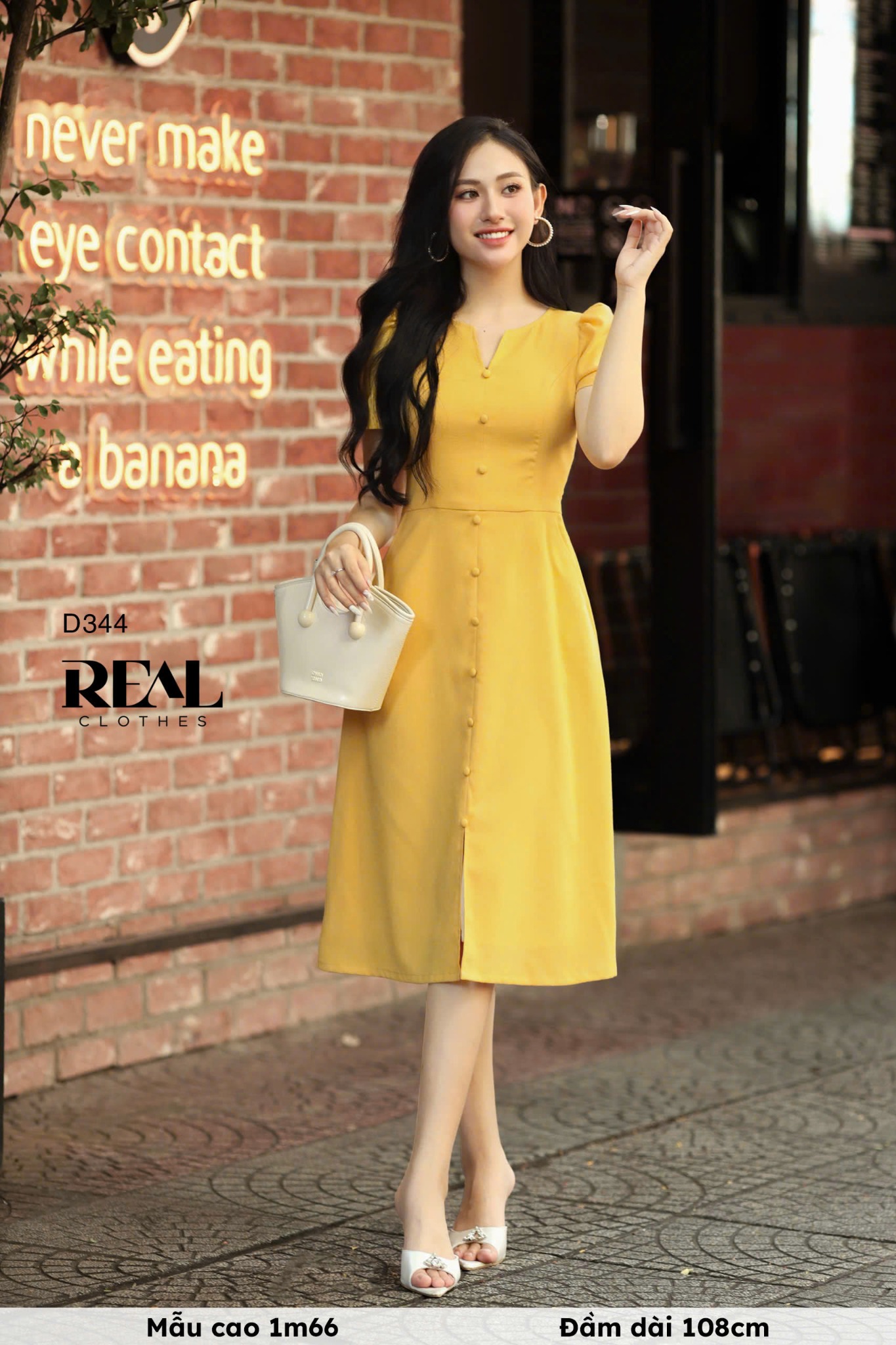 Đầm london linen vàng