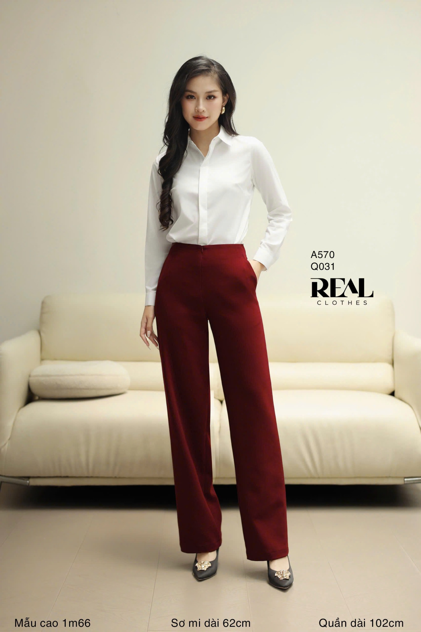 Quần suông cindy đỏ đô