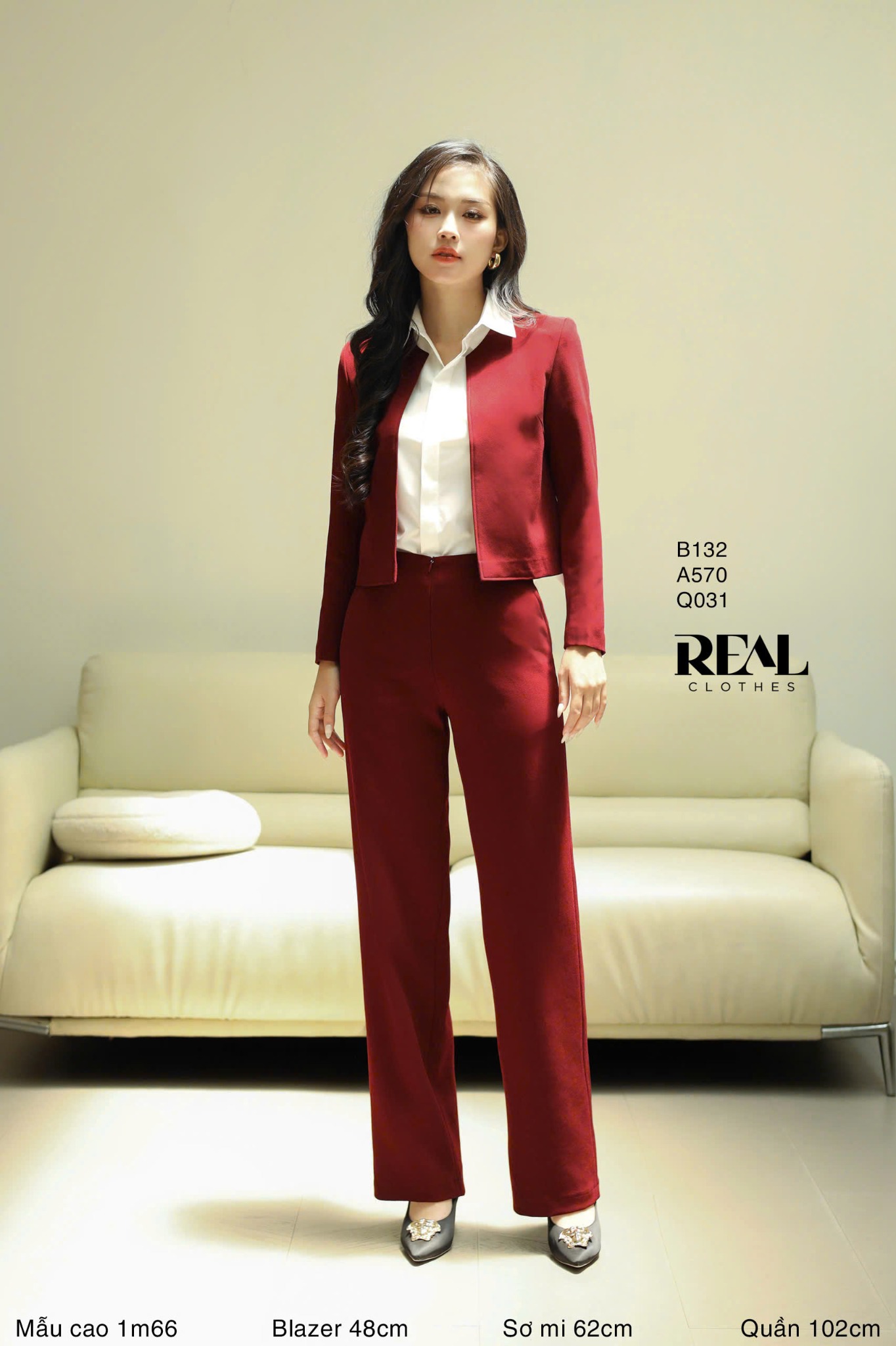 Blazer cổ tròn cindy đỏ
