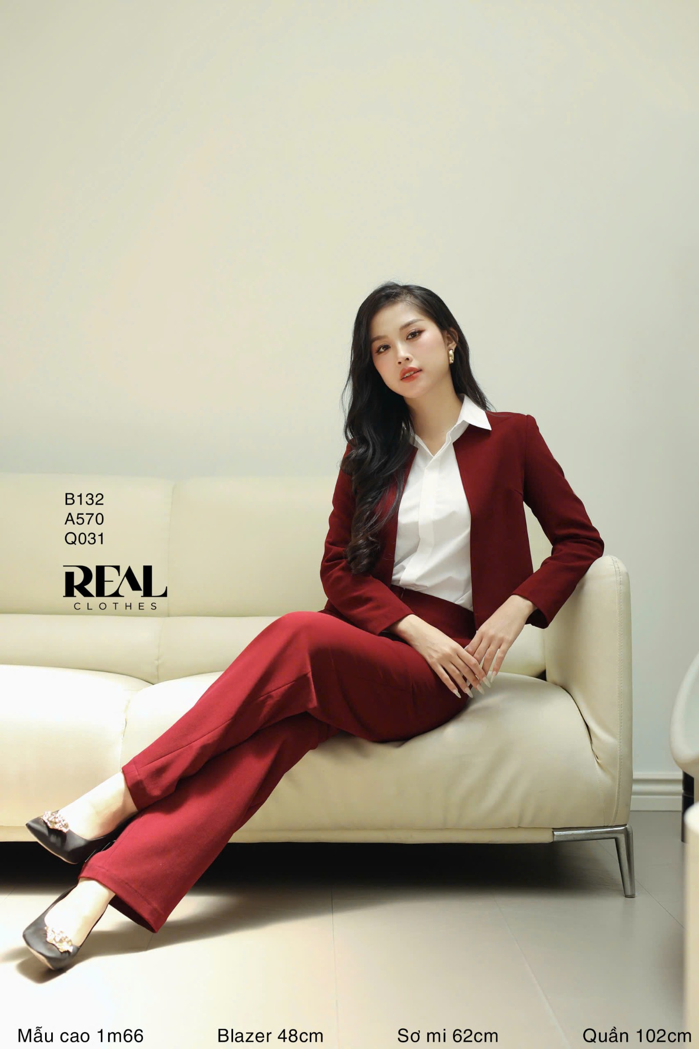 Blazer cổ tròn cindy đỏ