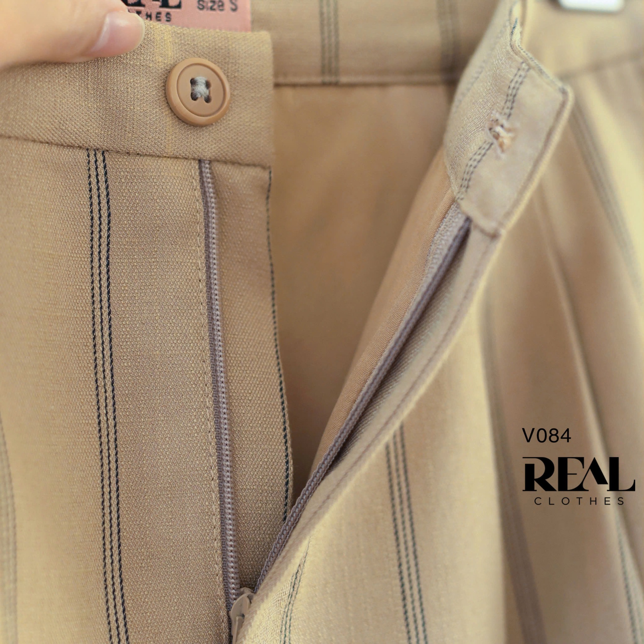 Váy 2 Xếp Sọc Cà Phê Sữa