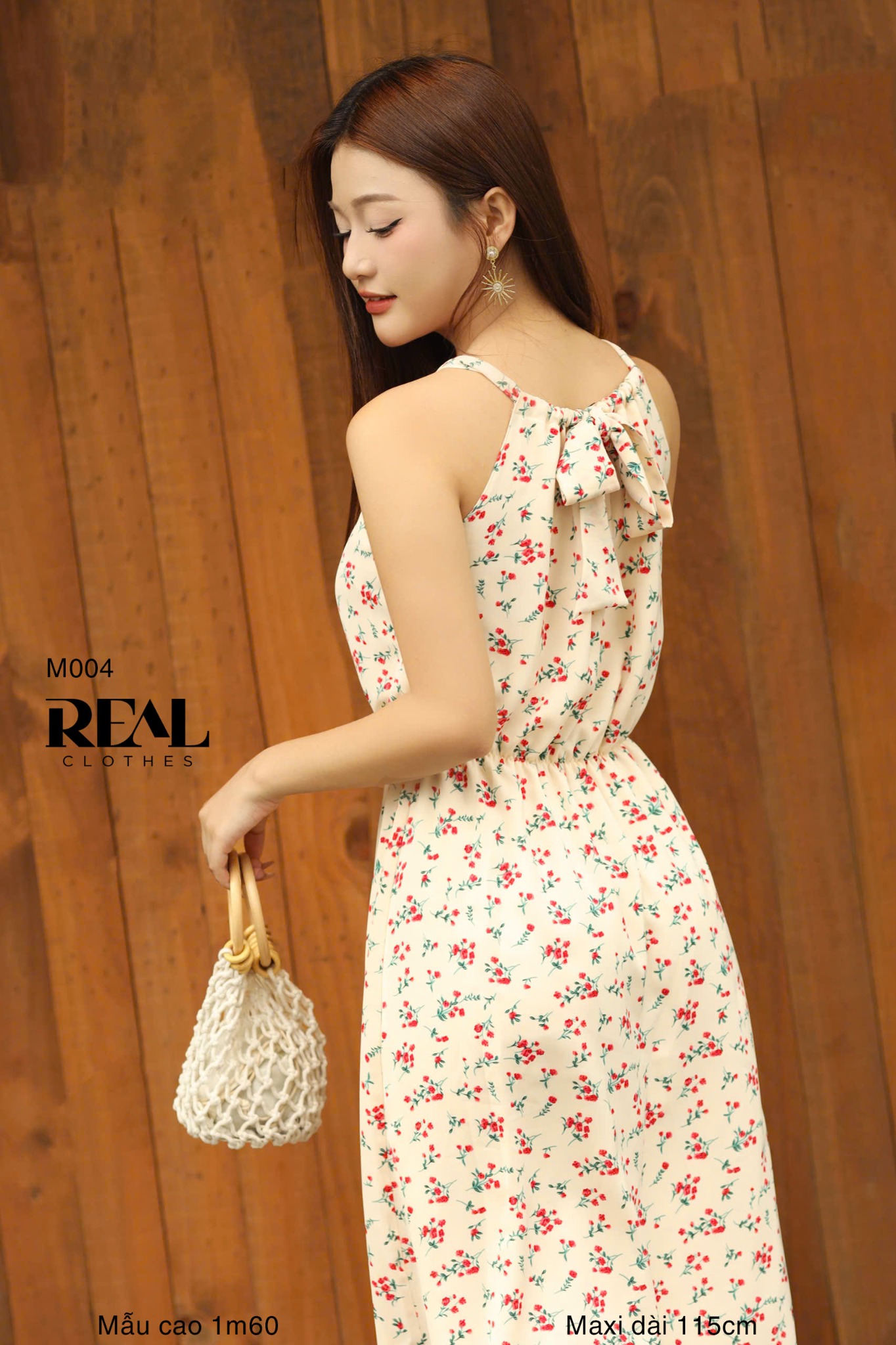 Maxi yếm midi hoa kem SALE - size L