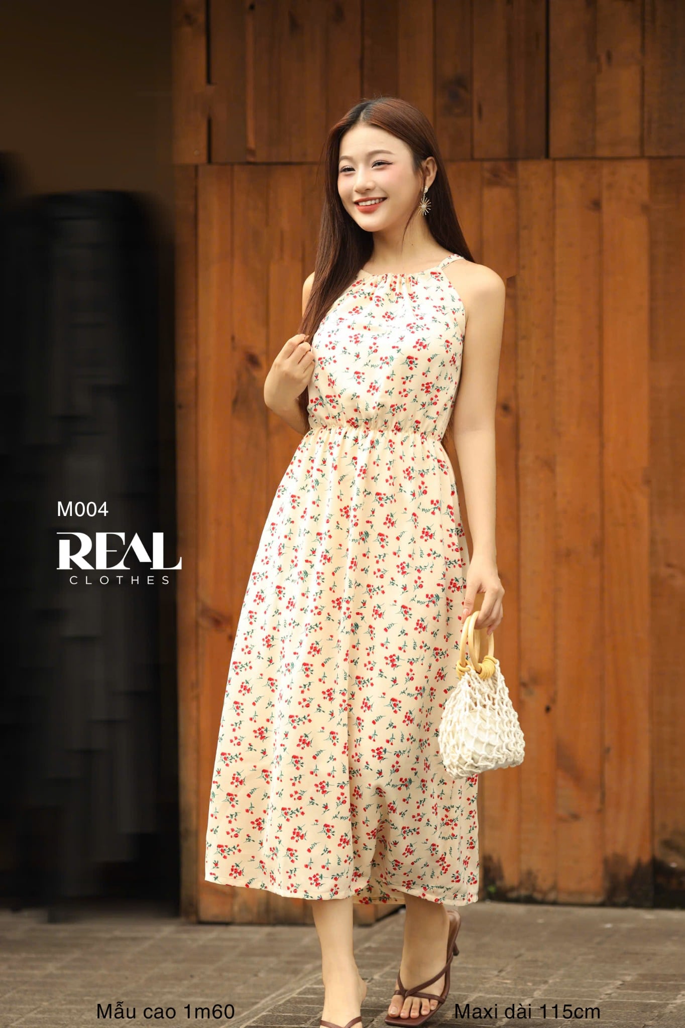 Maxi yếm midi hoa kem SALE - size L