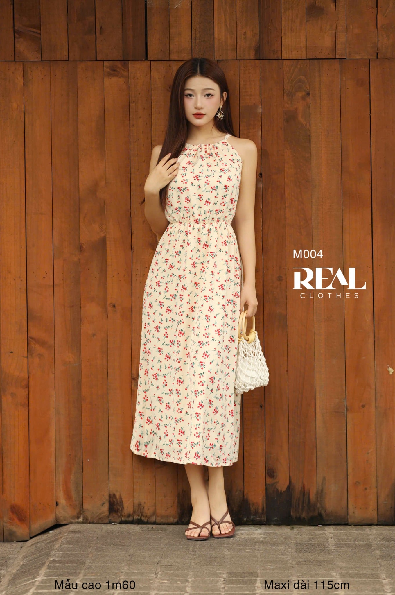 Maxi yếm midi hoa kem SALE - size L