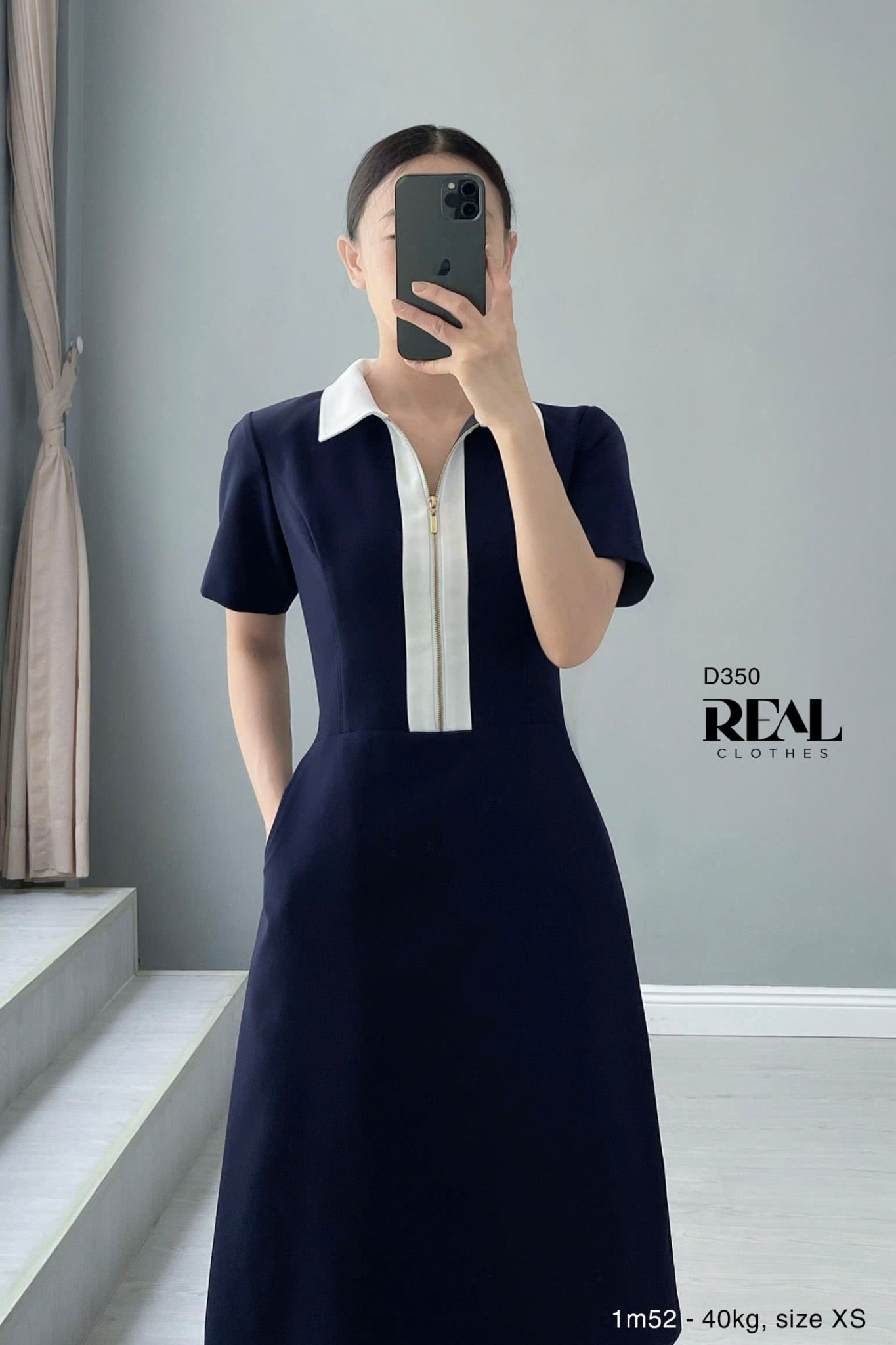 Đầm Zipper xanh đen SALE - size S