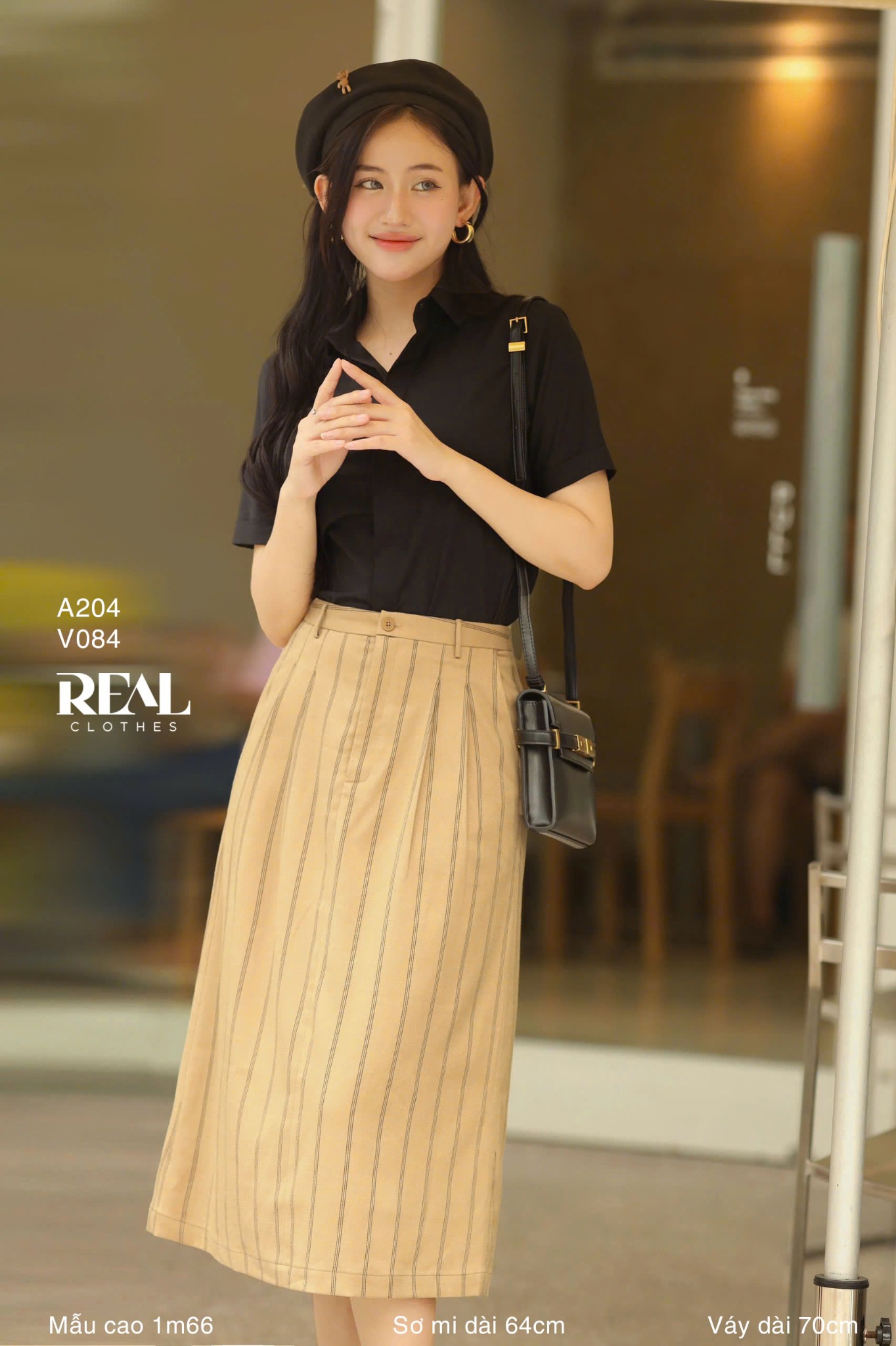 Sơ mi lụa sồi đen tay đủ