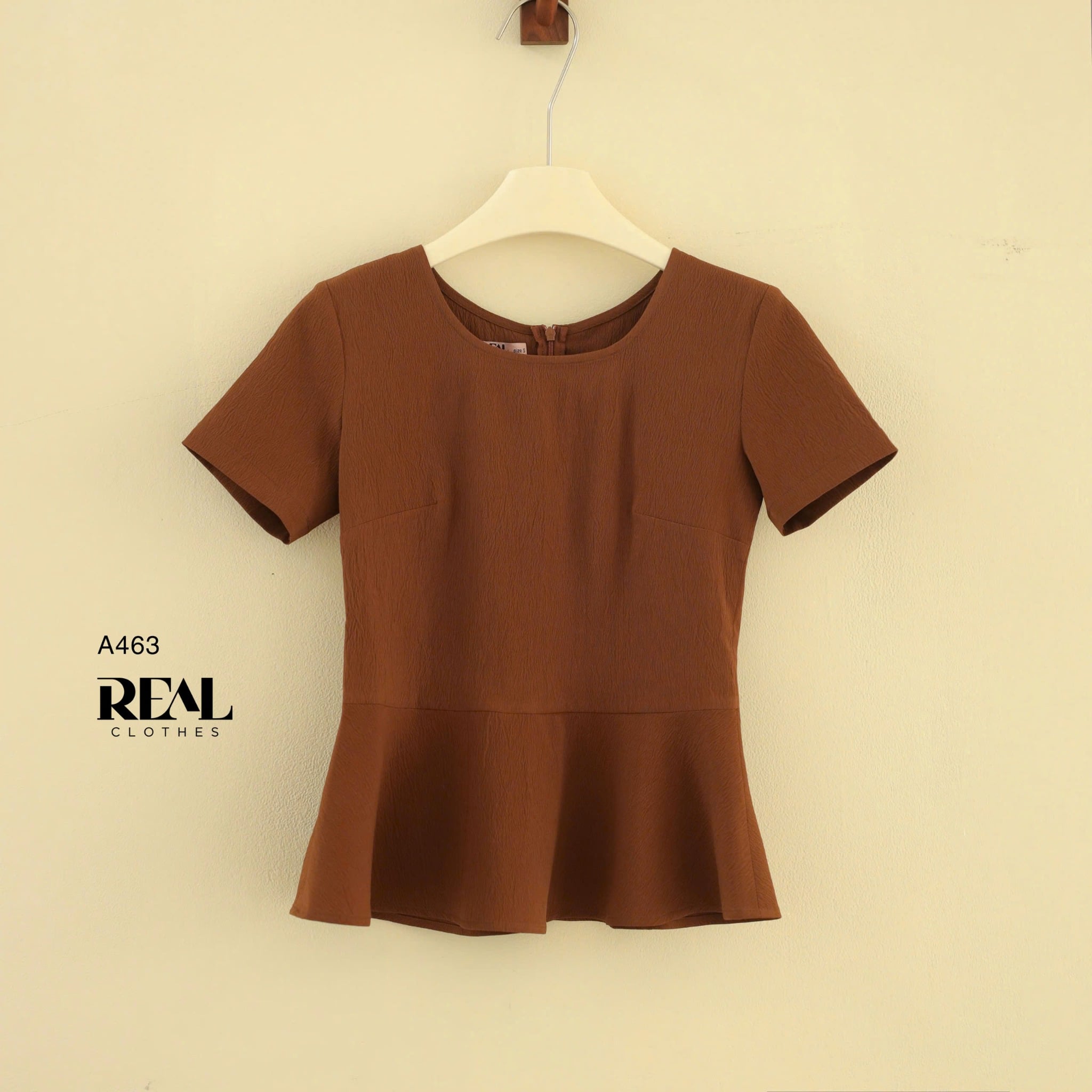 Áo peplum tay đủ nâu SALE