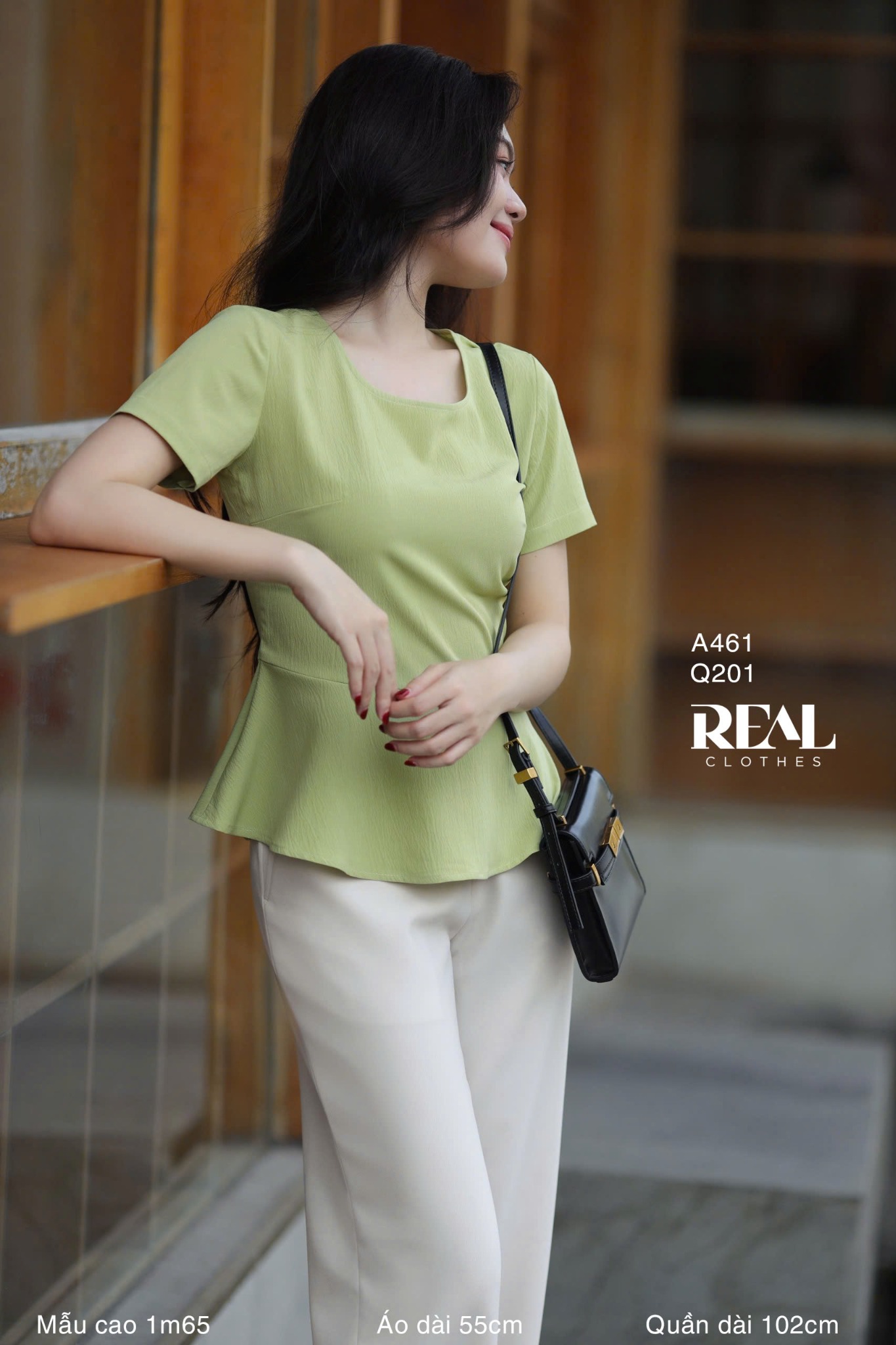 Áo peplum tay đủ xanh bơ SALE