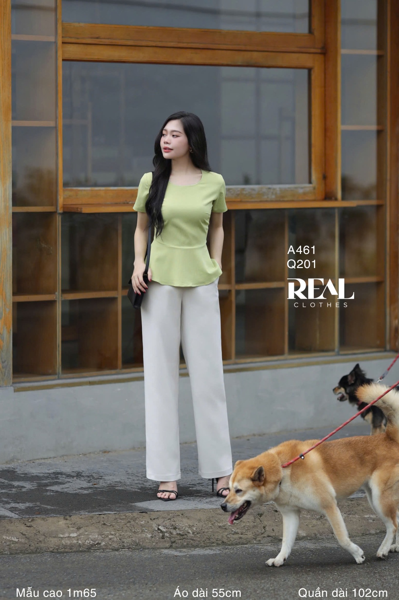 Áo peplum tay đủ xanh bơ SALE