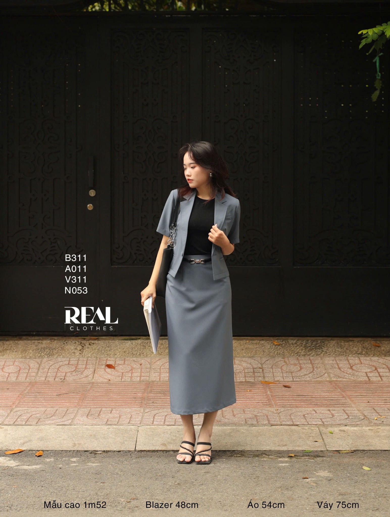 Blazer tay ngắn xám