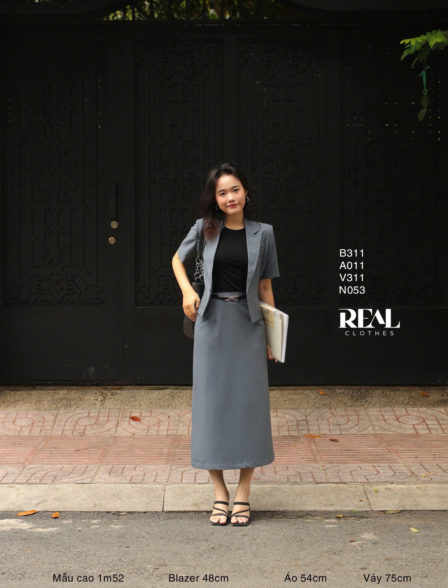 Blazer tay ngắn xám