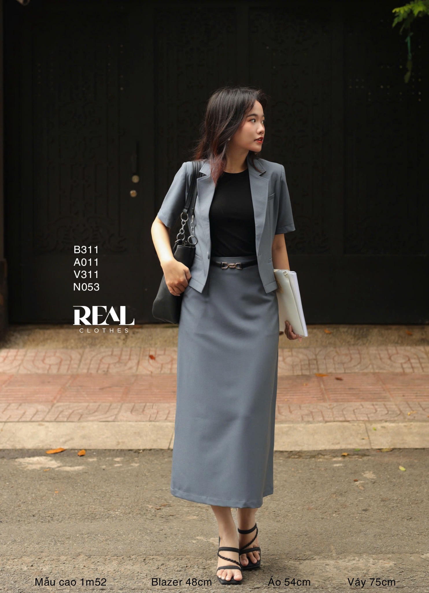 Váy Japan dài xám