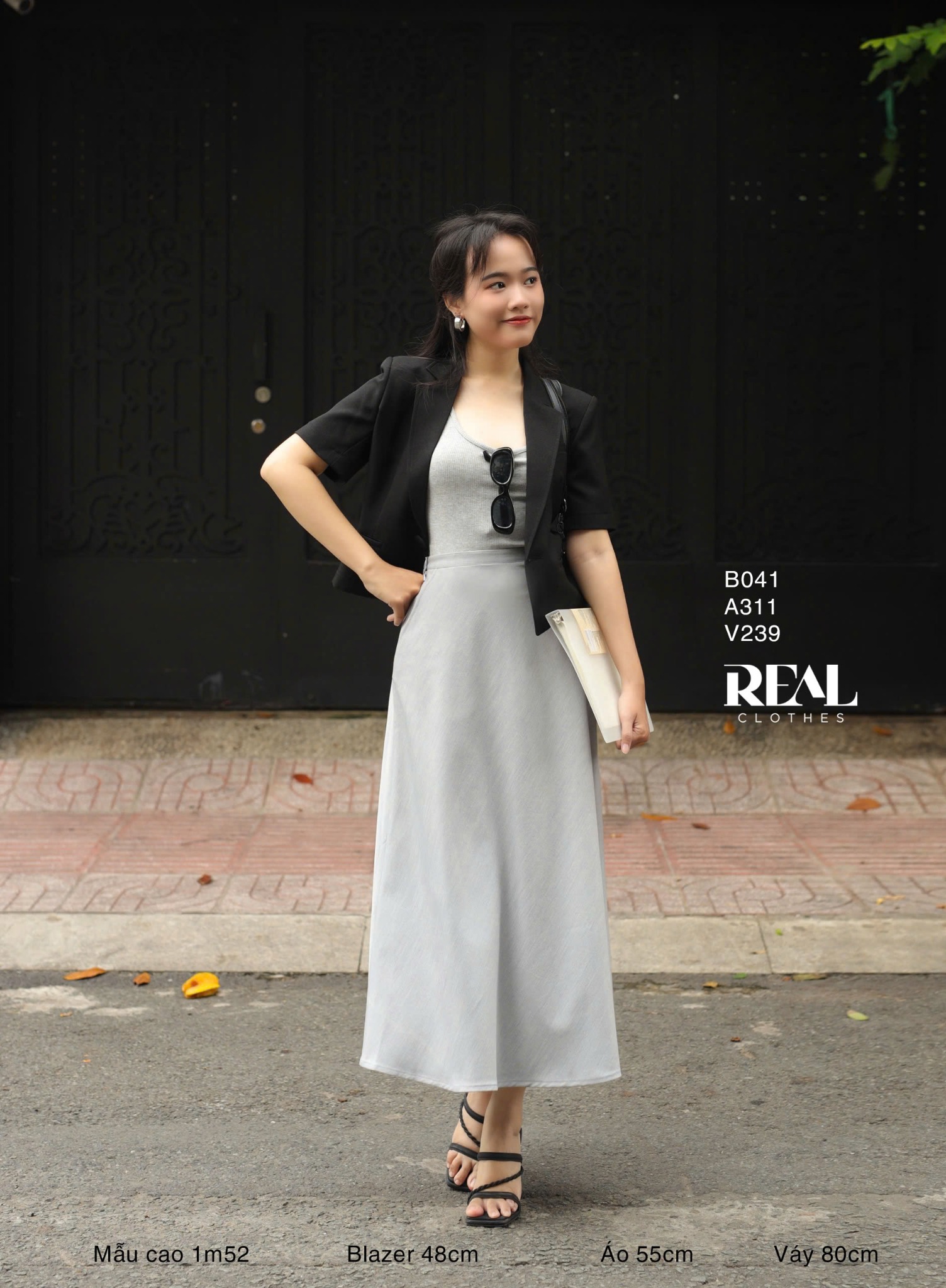 Áo tank top cổ U xám SALE