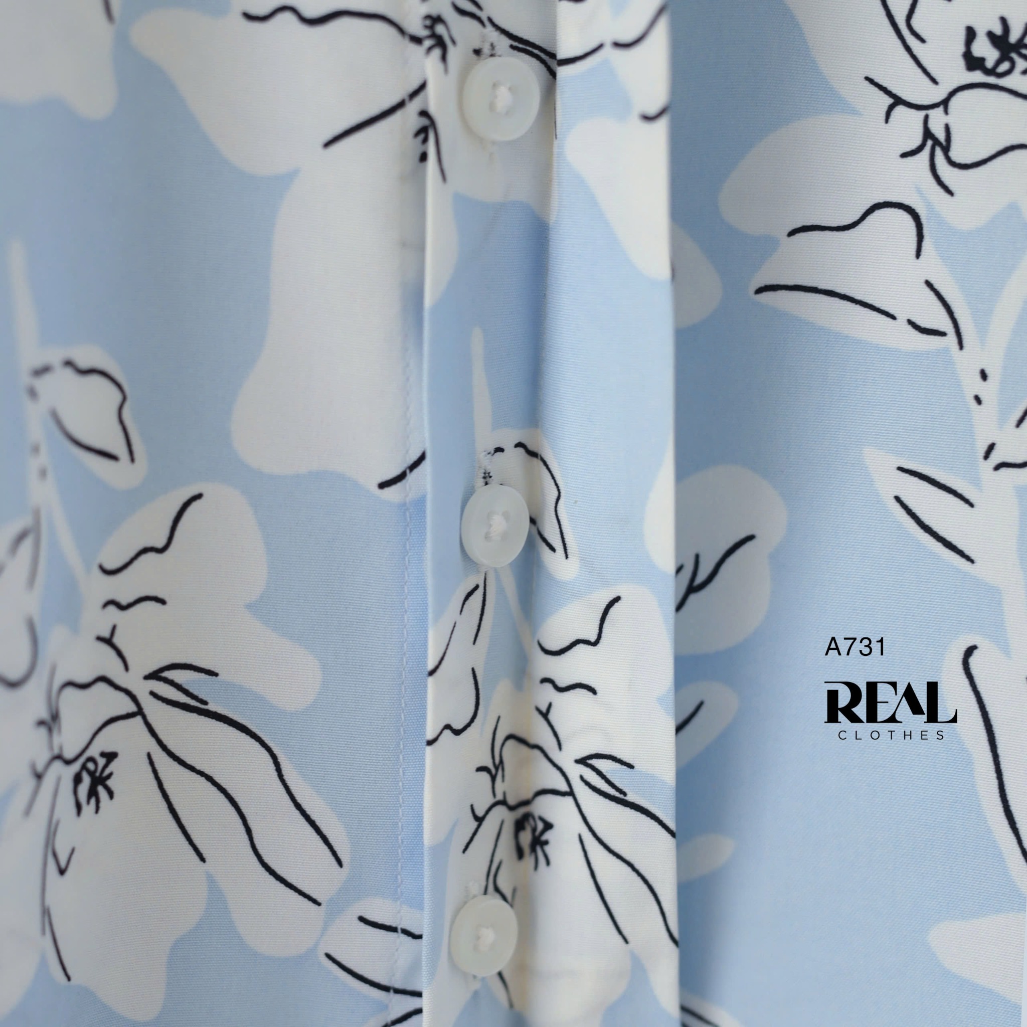 Sơ mi phối cổ hoa blue SALE