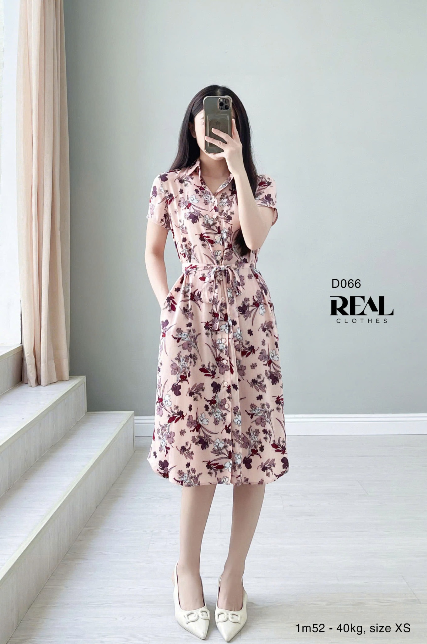 Đầm sơ mi hoa tím SALE