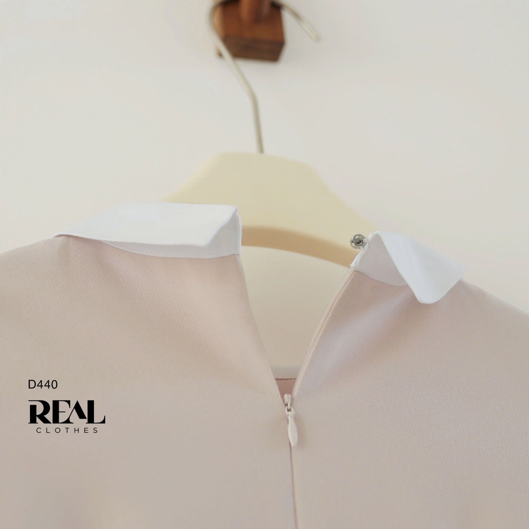 Đầm 2 xếp cổ sơ mi hồng