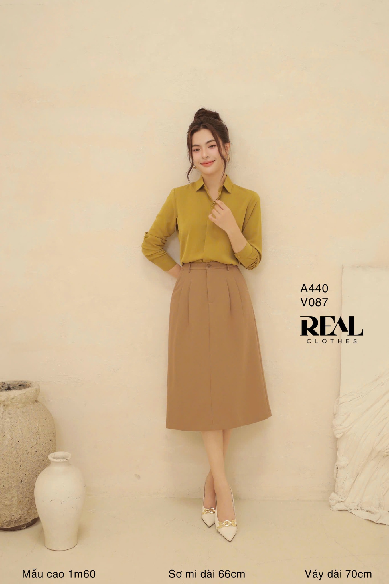 Sơ mi cổ mềm vàng bơ MỚI