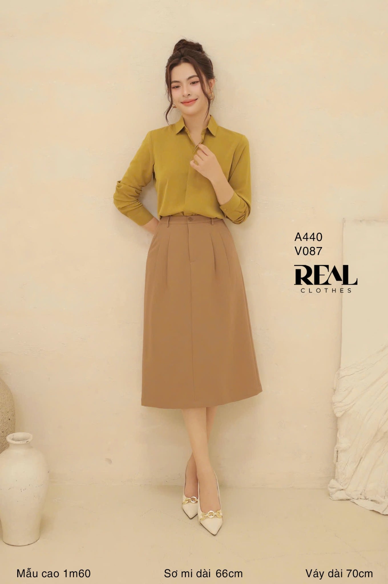 Sơ mi cổ mềm vàng bơ MỚI
