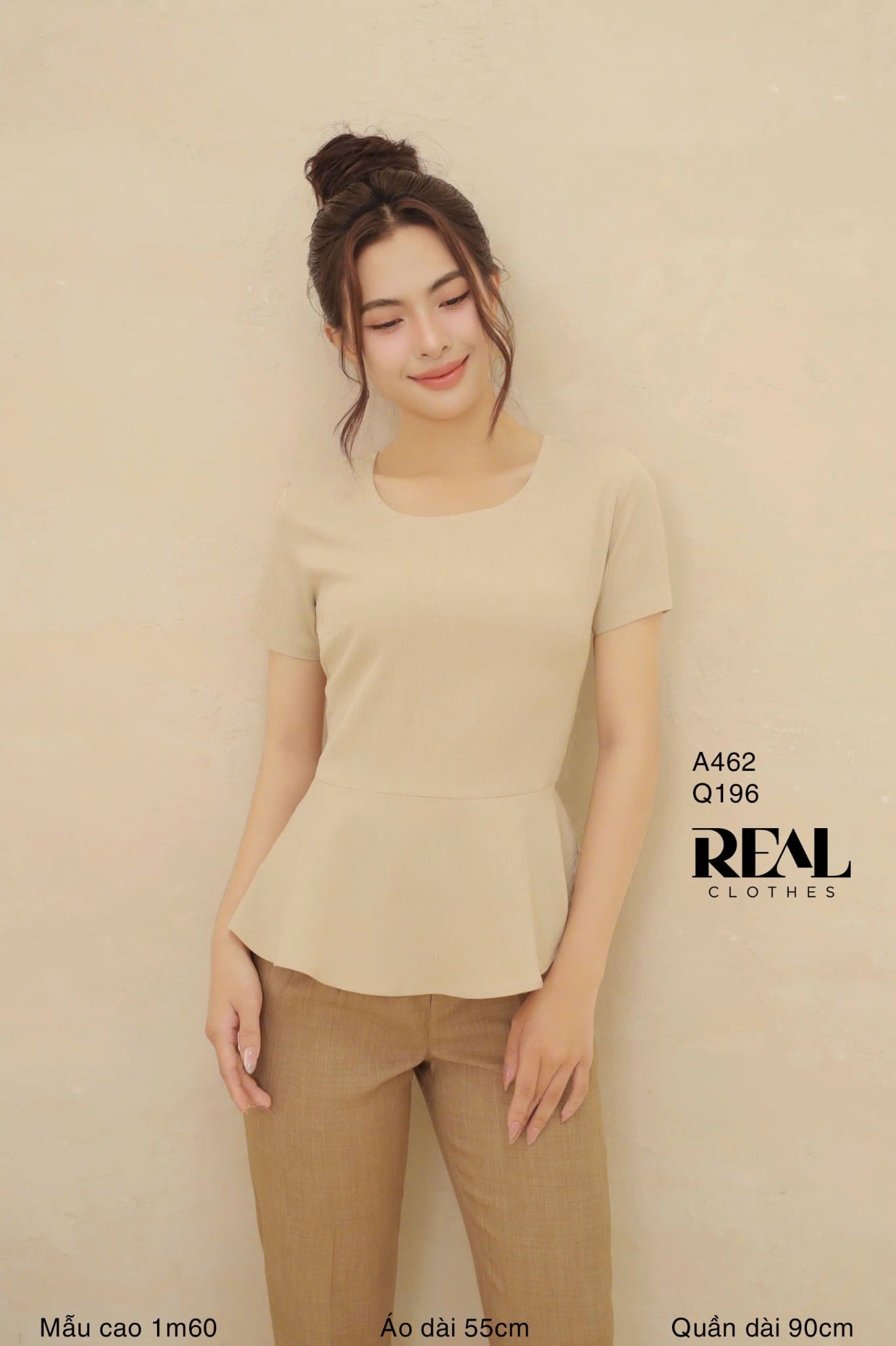 Áo peplum tay đủ nude SALE