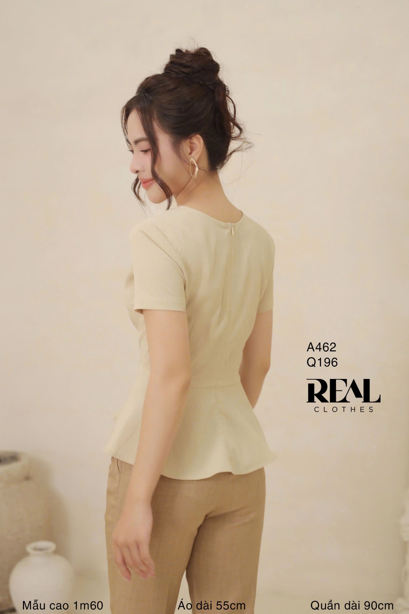 Áo peplum tay đủ nude SALE