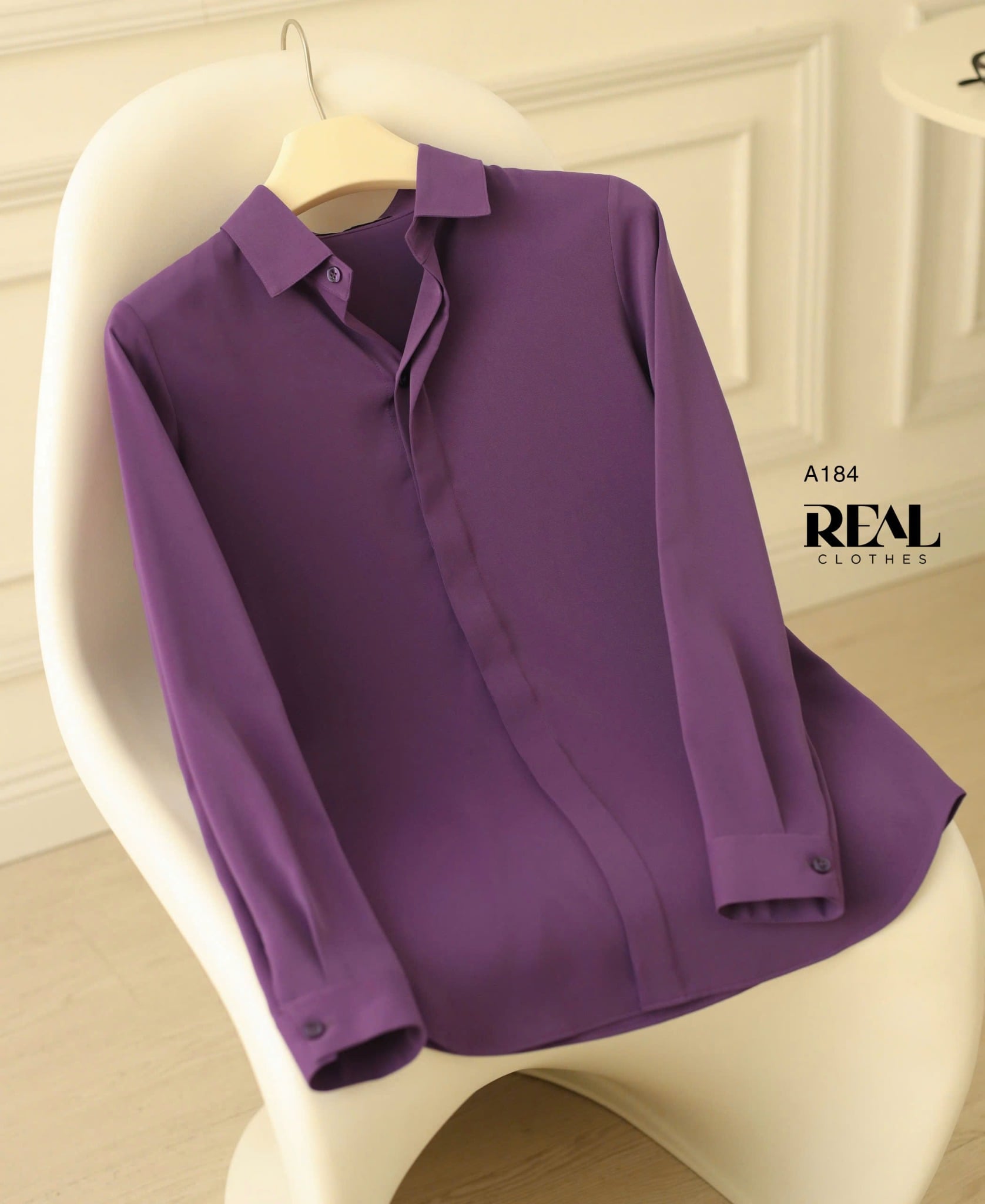 Sơ mi cổ mềm tím