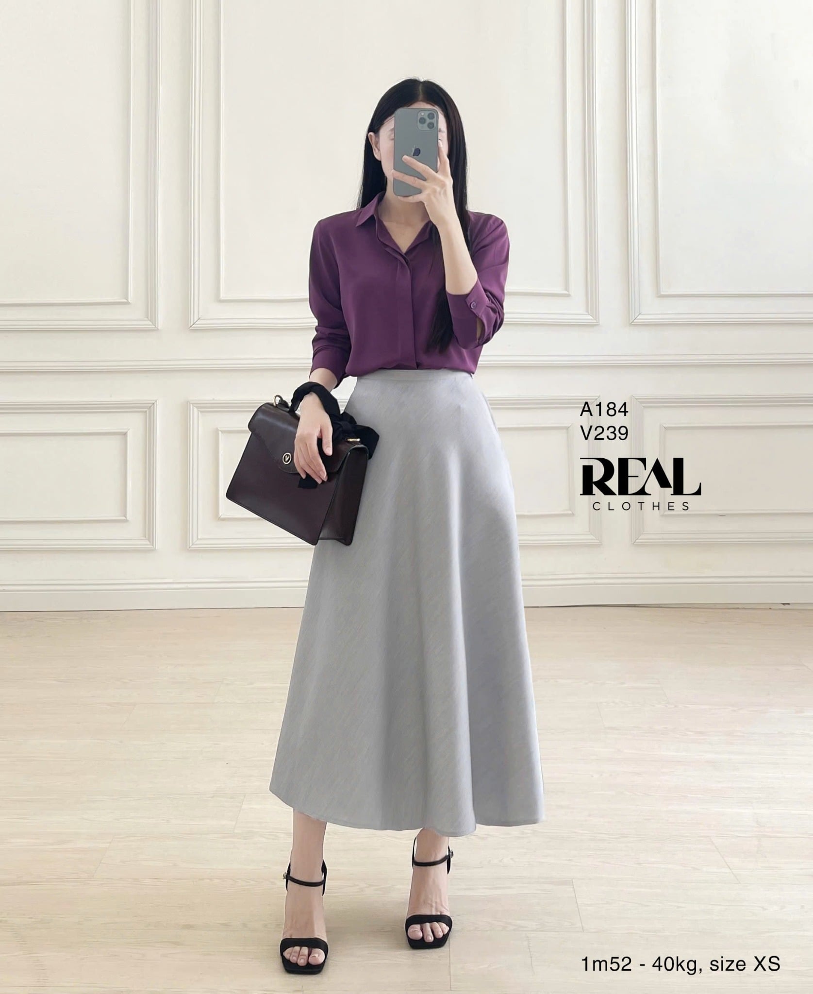 Sơ mi cổ mềm tím