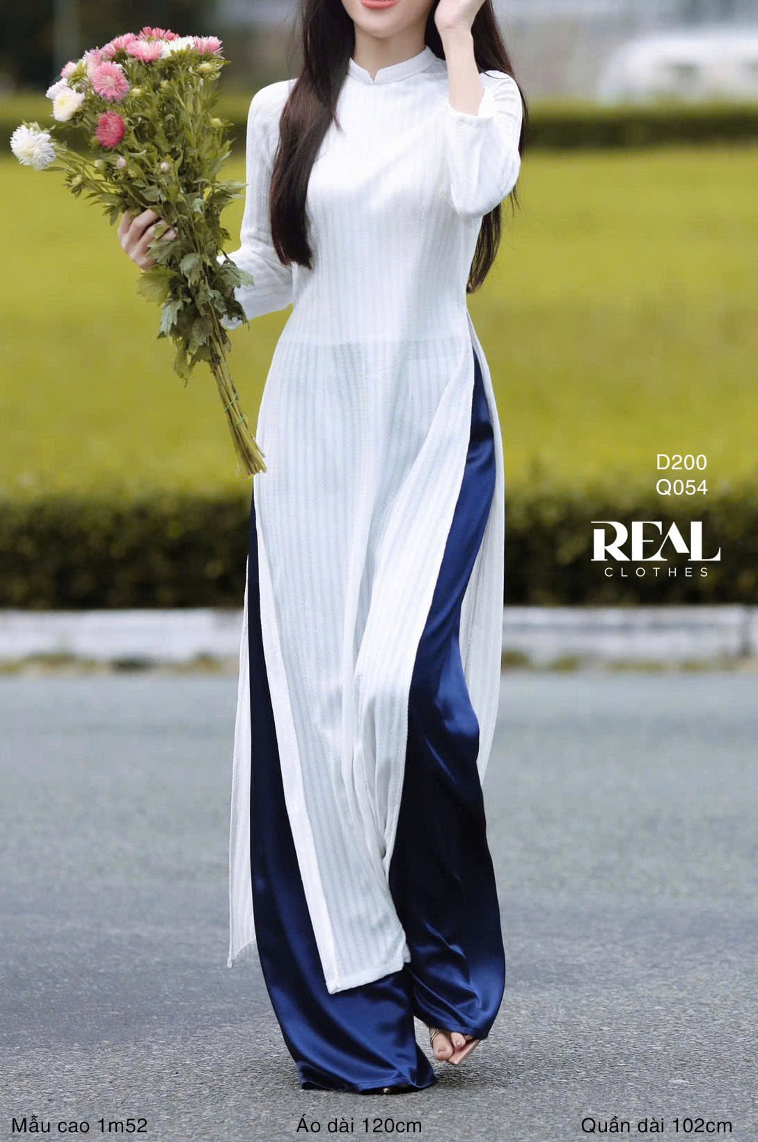 Áo dài truyền thống muse trắng SALE