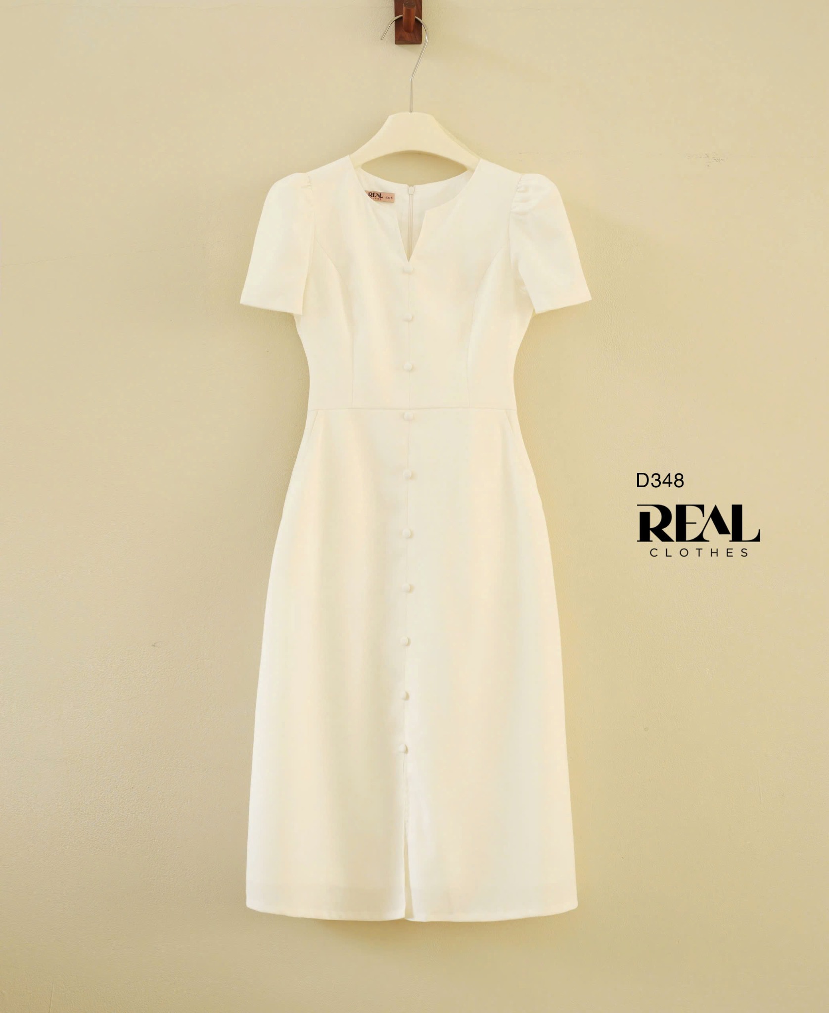 Đầm London linen trắng kem