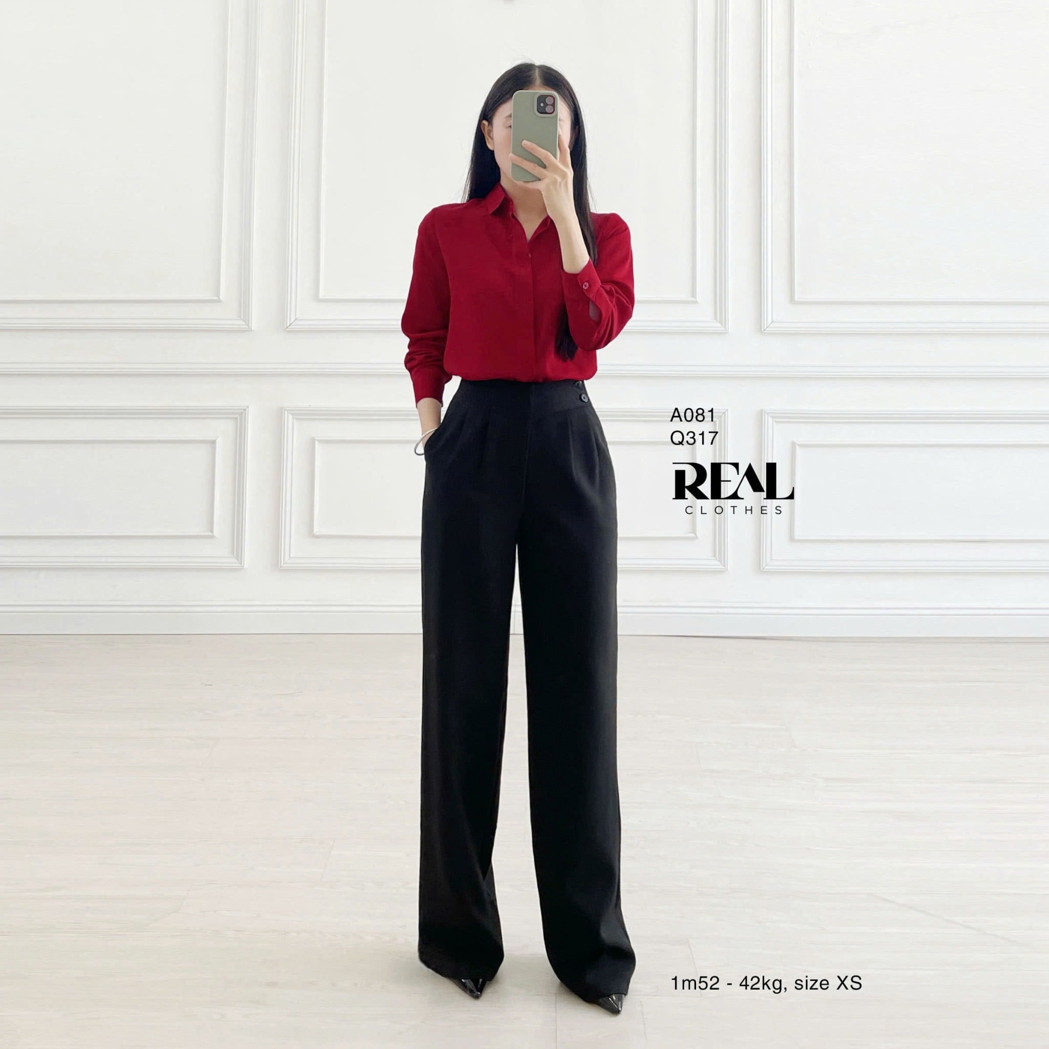 Sơ mi cổ mềm đỏ đô