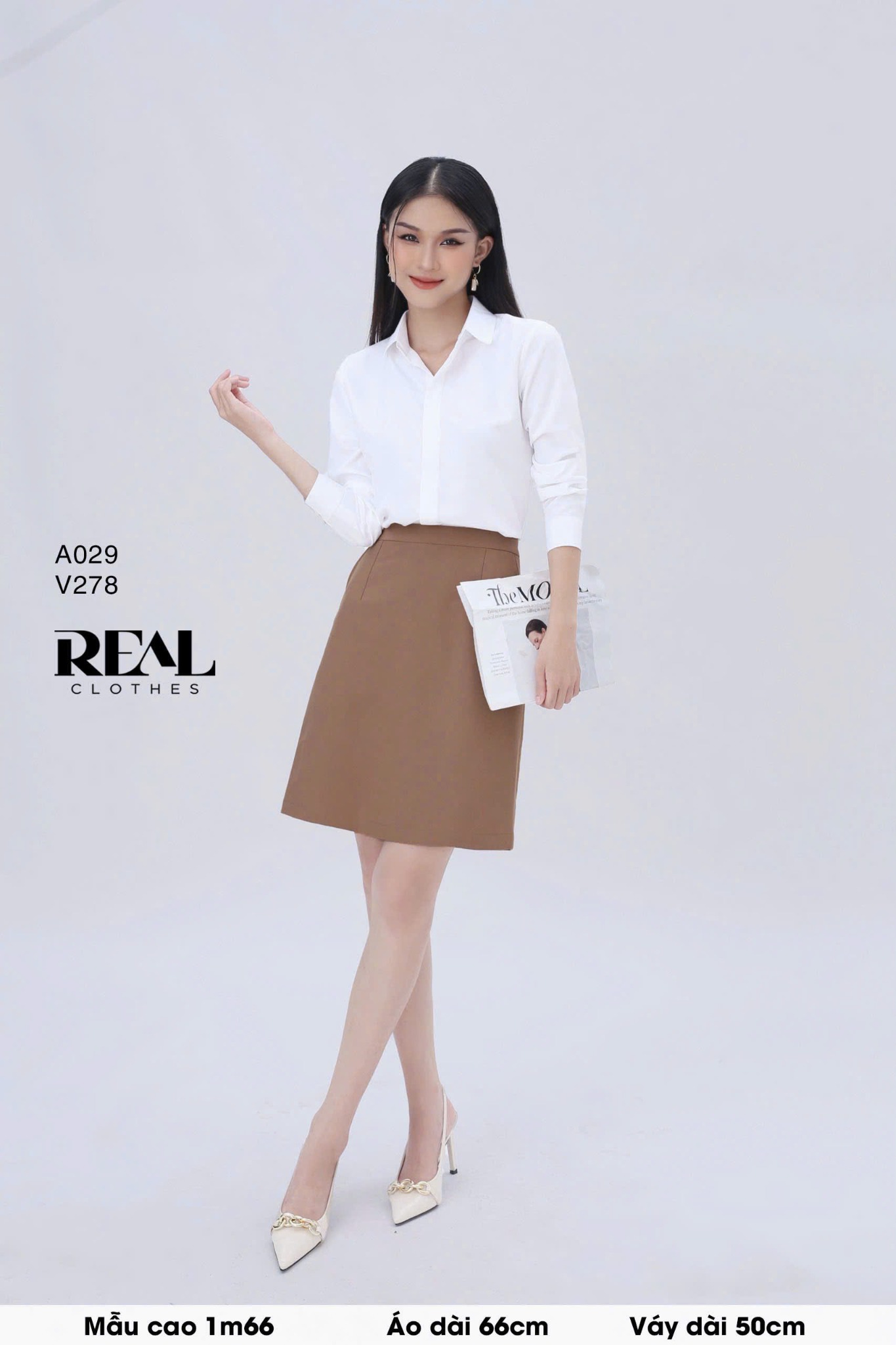 Sơ mi basic cổ nhọn trắng