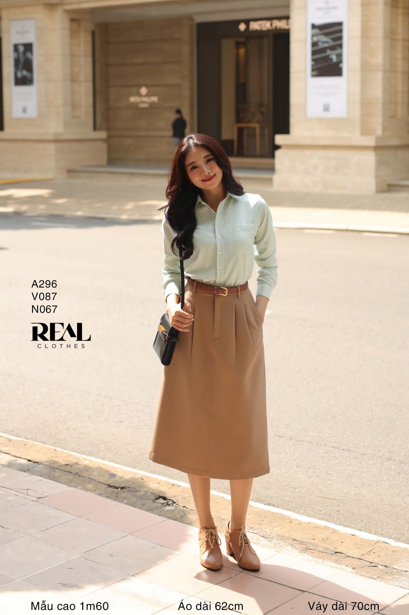 Sơ mi túi sọc mint