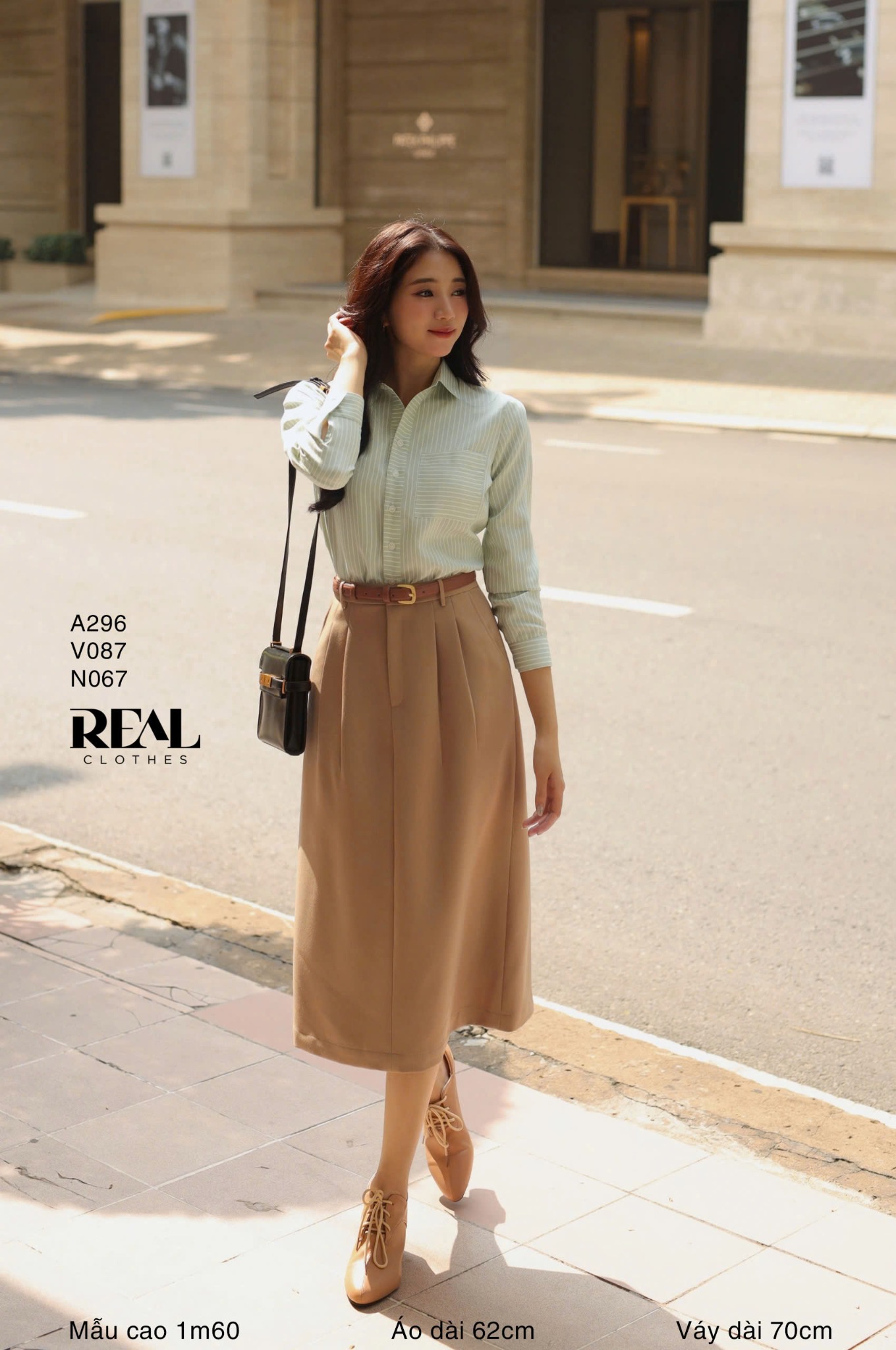 Sơ mi túi sọc mint