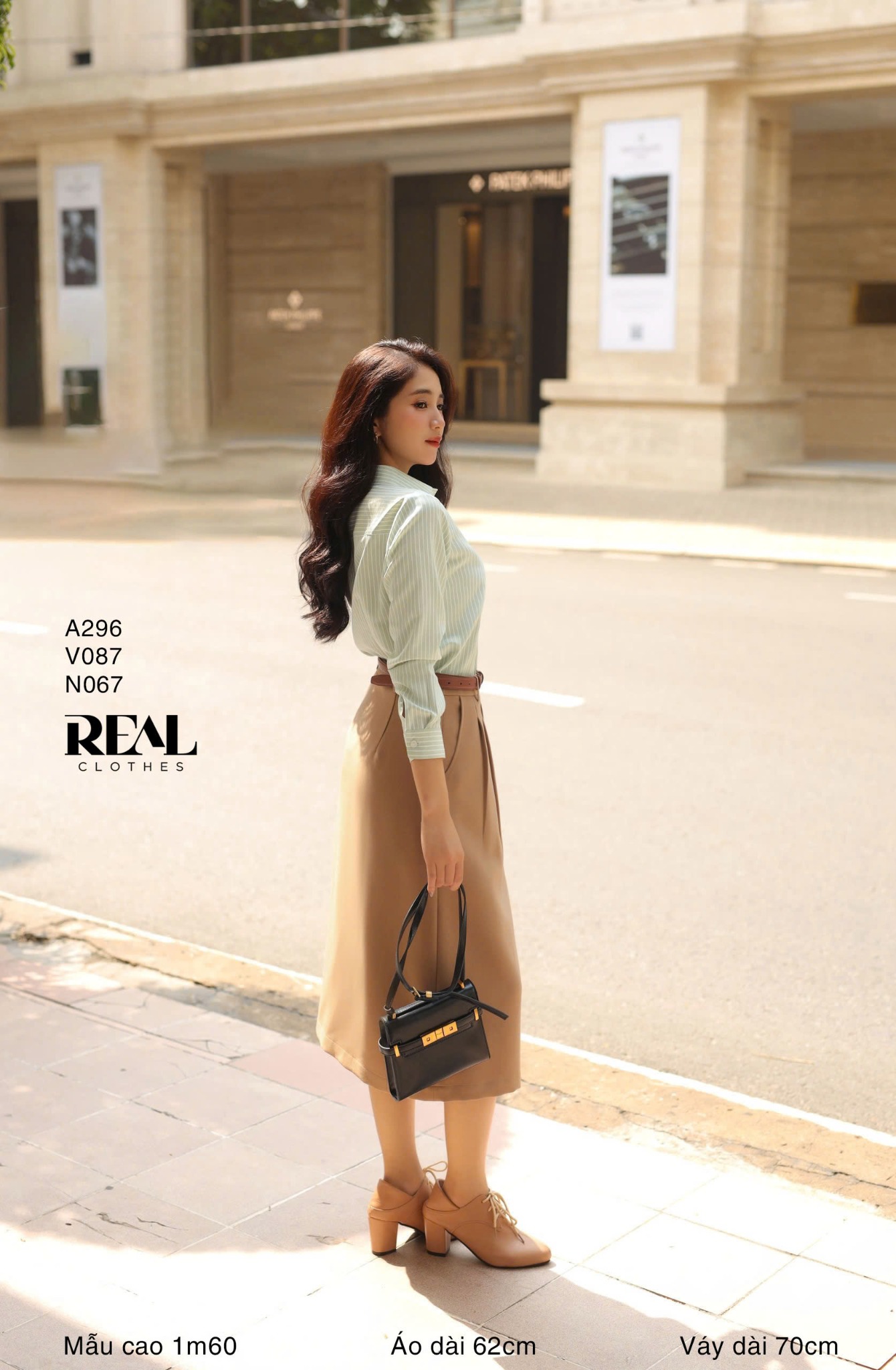 Sơ mi túi sọc mint