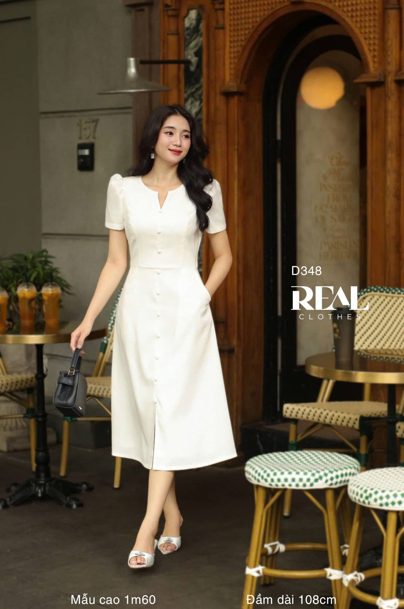 Đầm London linen trắng kem