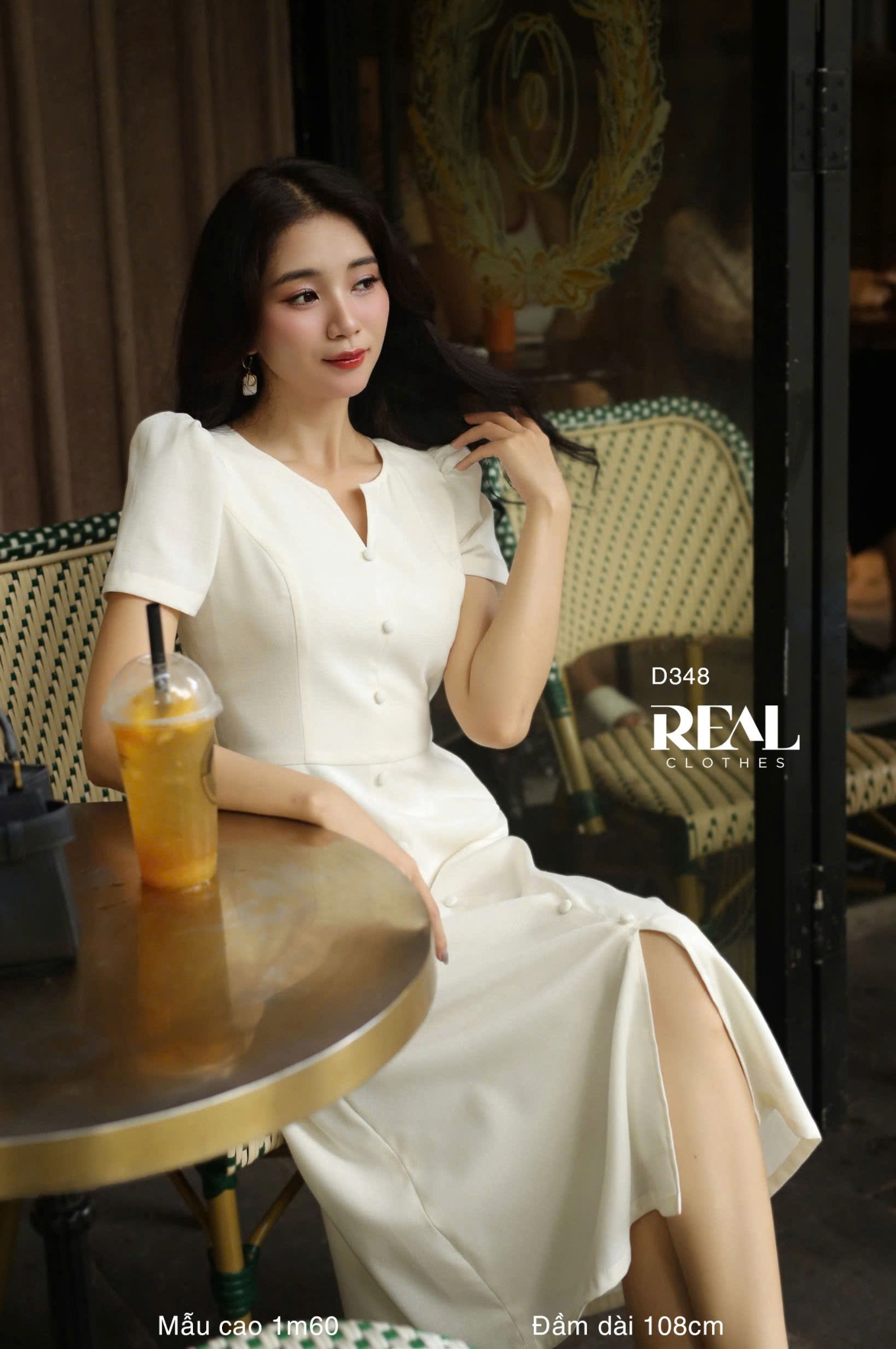 Đầm London linen trắng kem