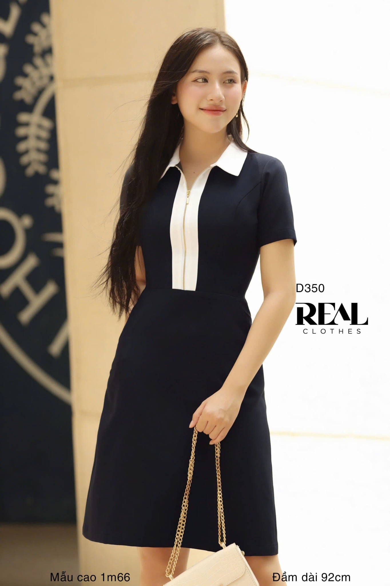 Đầm Zipper xanh đen SALE - size S