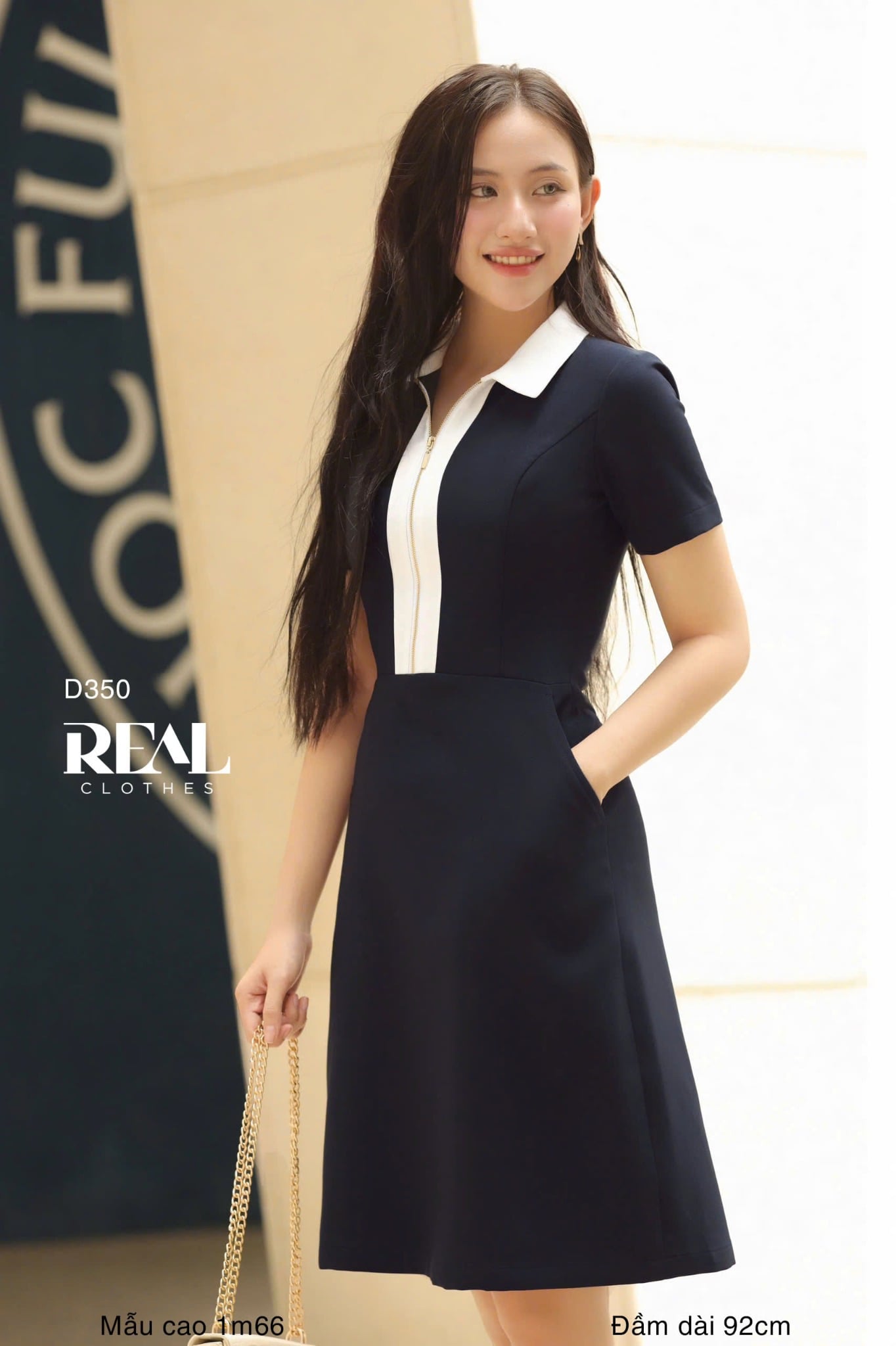 Đầm Zipper xanh đen SALE - size S