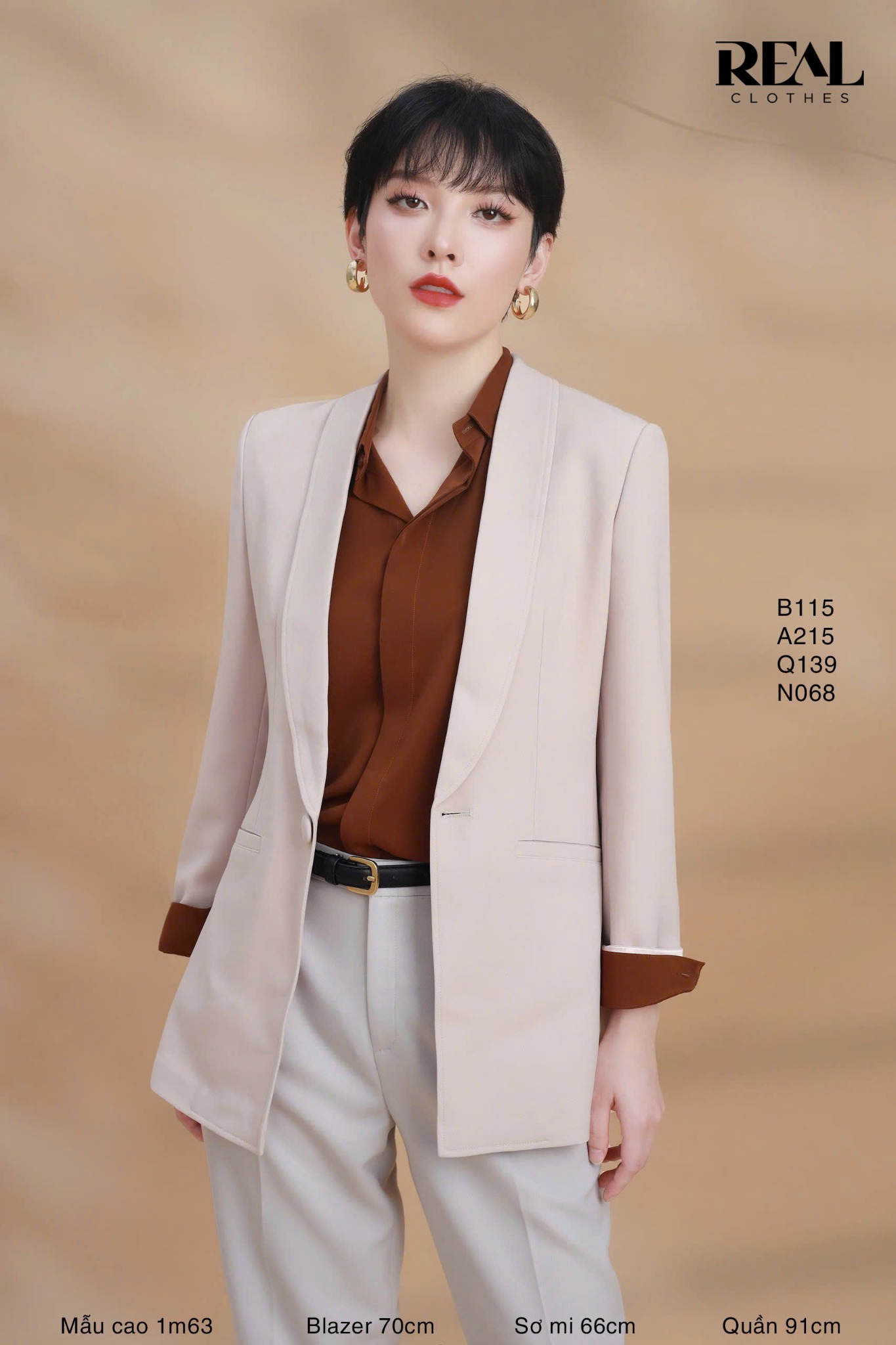 Sơ mi cổ mềm nâu