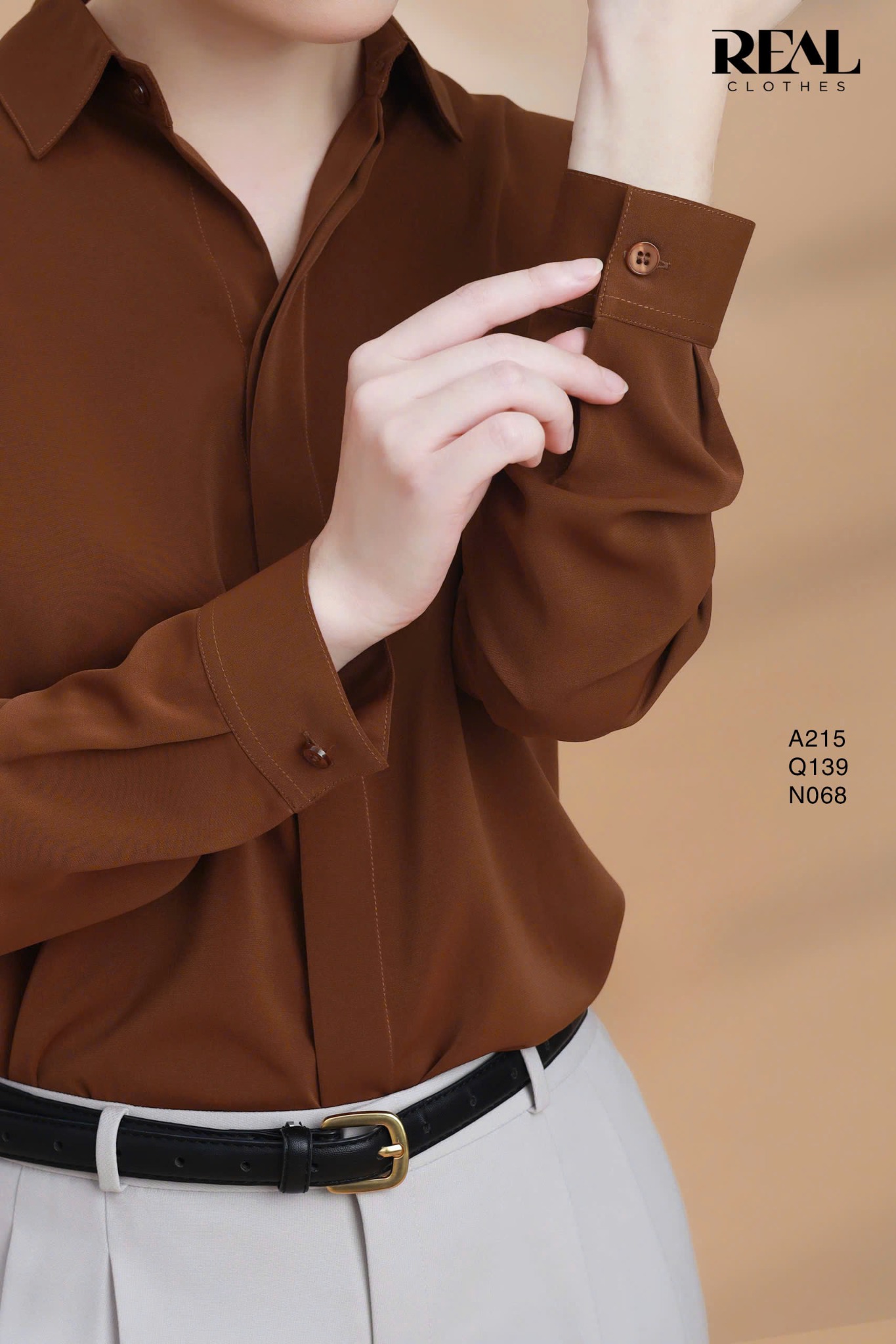 Sơ mi cổ mềm nâu