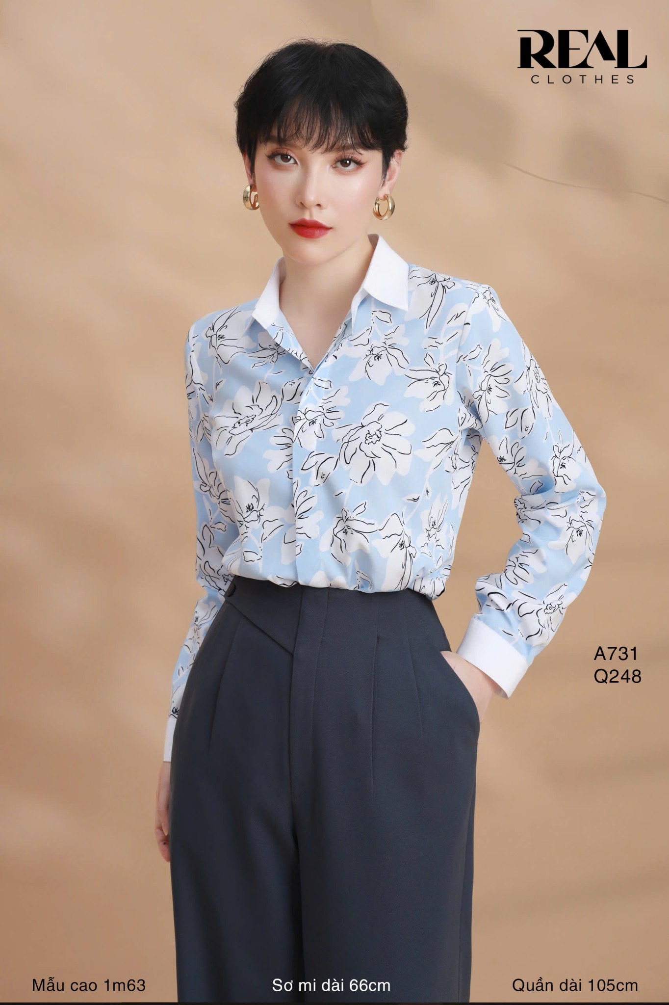 Quần suông Tokyo nút xám đậm