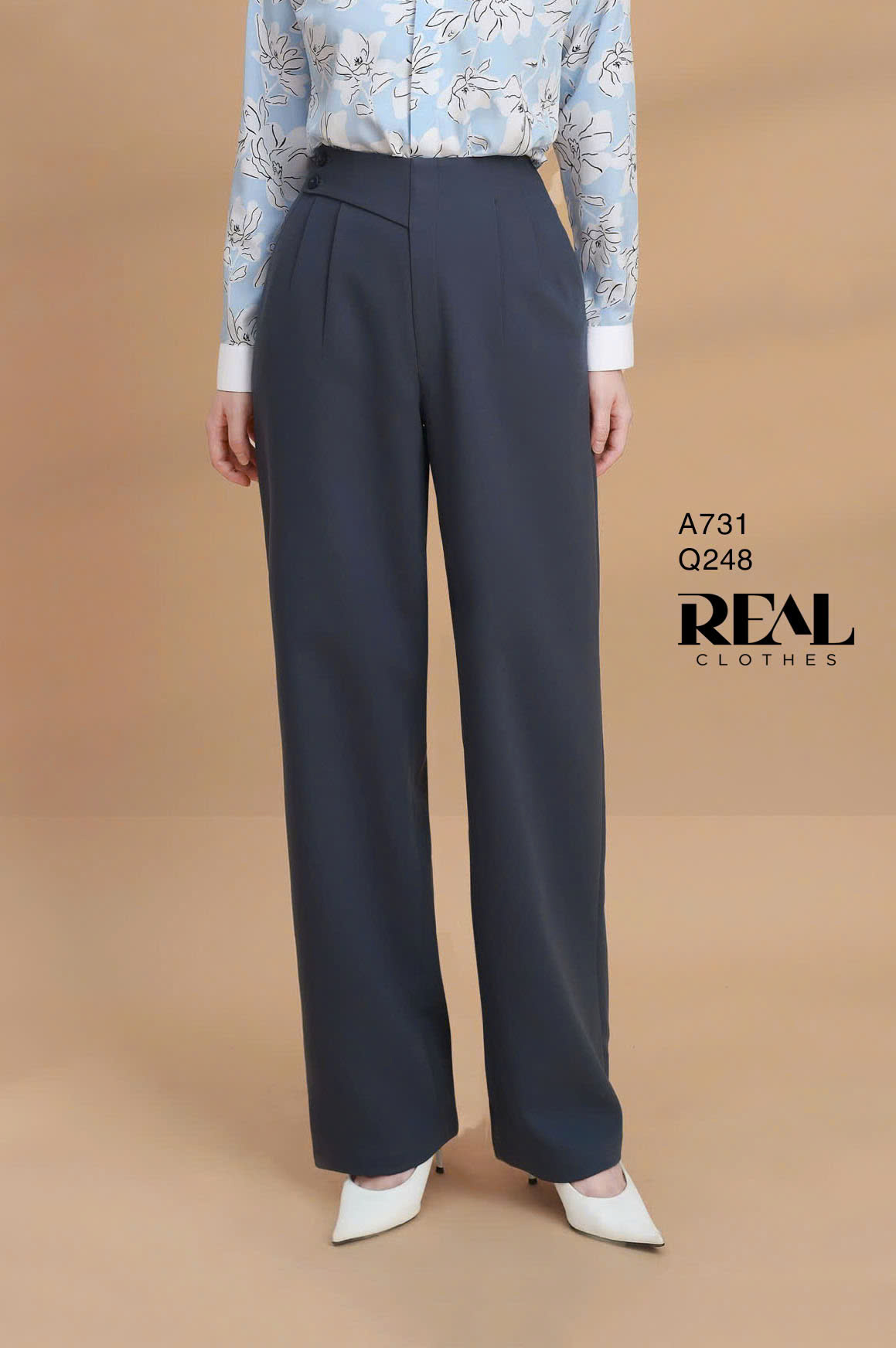 Sơ mi phối cổ hoa blue SALE